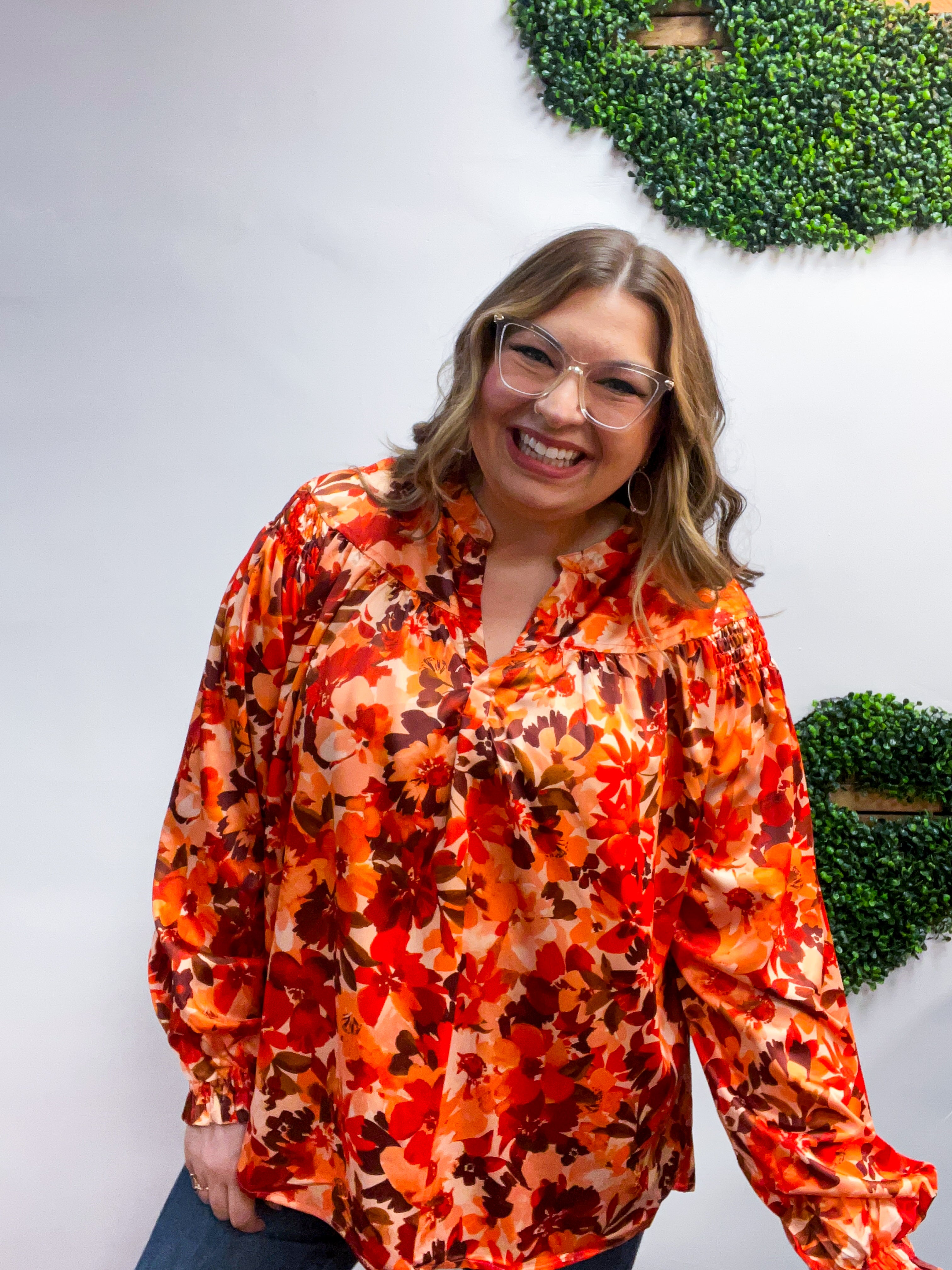 Spiced Petals Satin Blouse