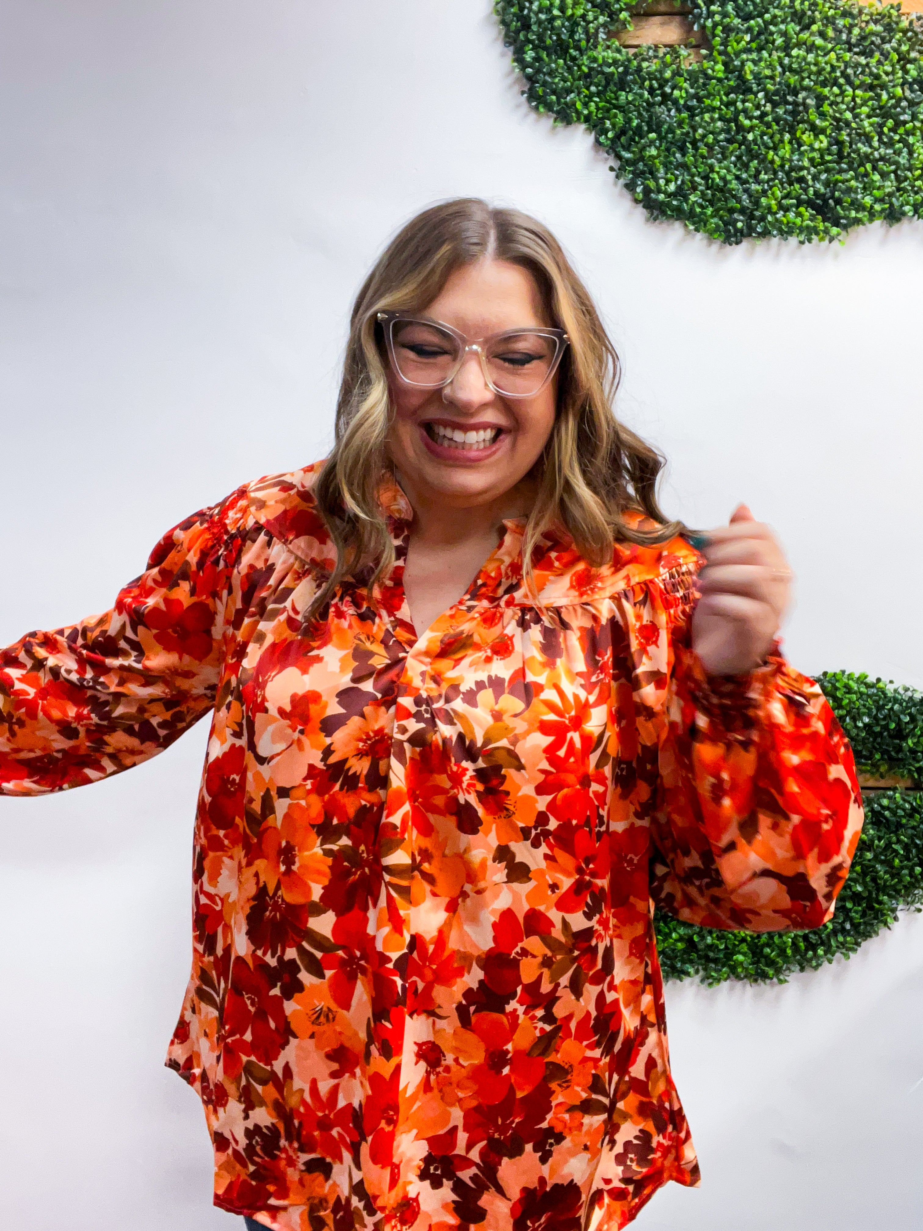 Spiced Petals Satin Blouse