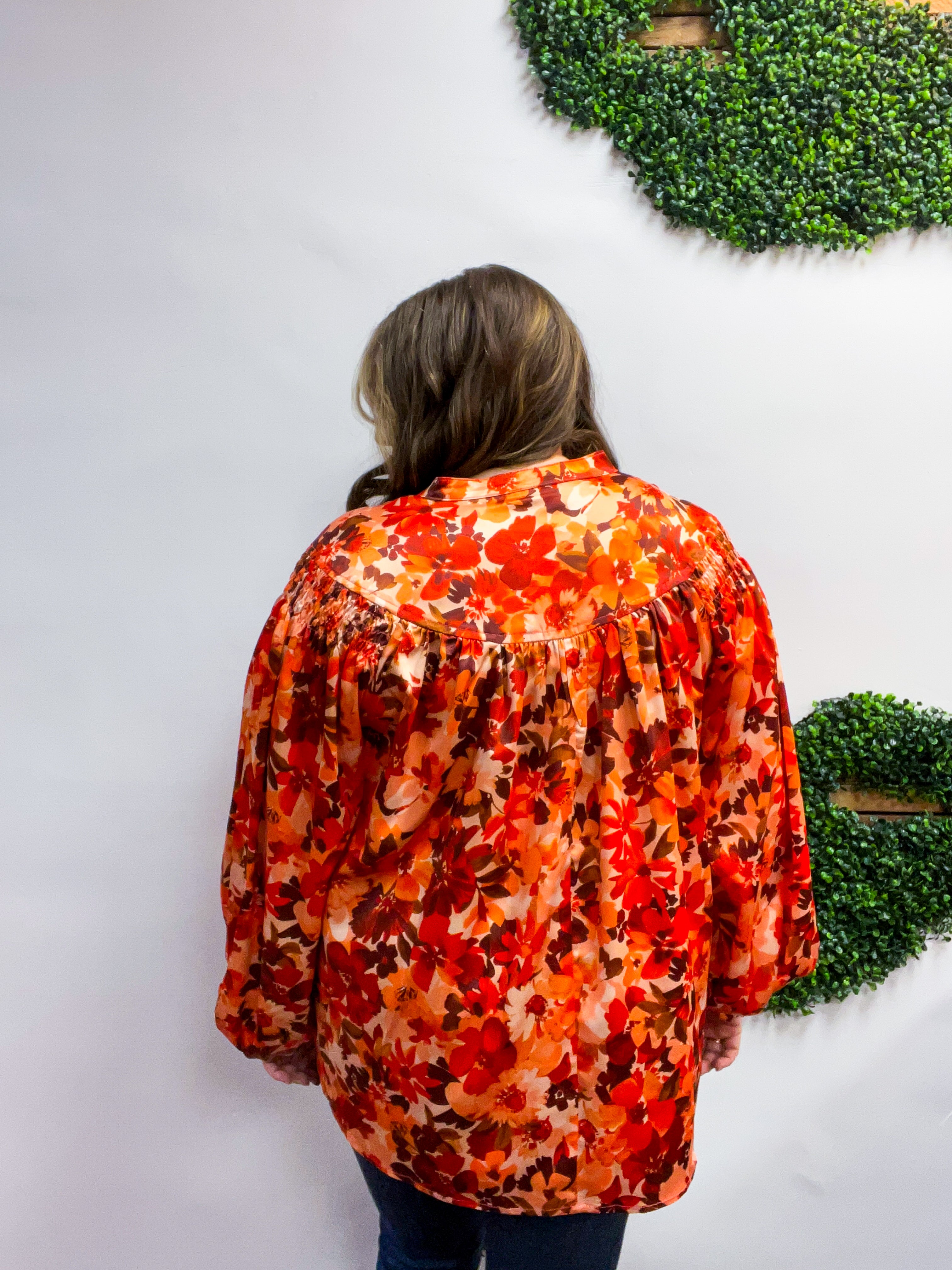 Spiced Petals Satin Blouse