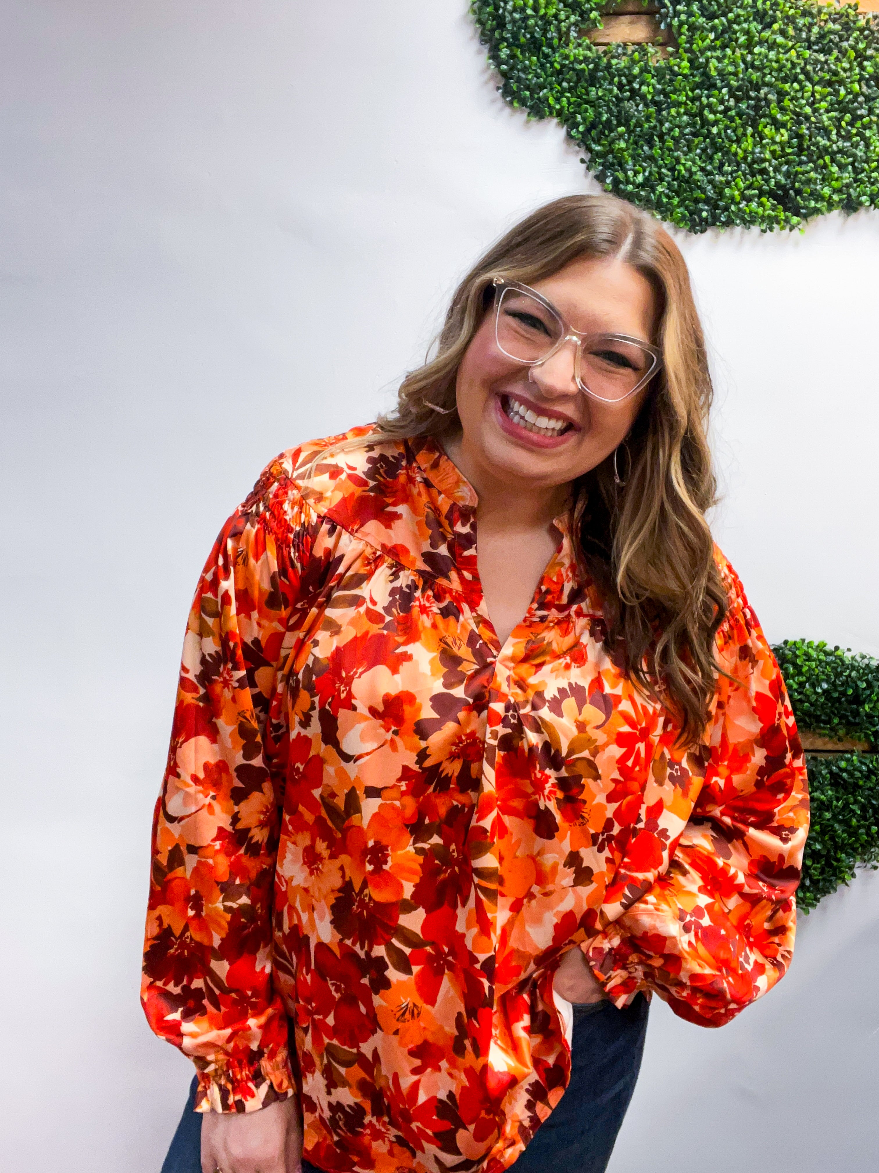 Spiced Petals Satin Blouse