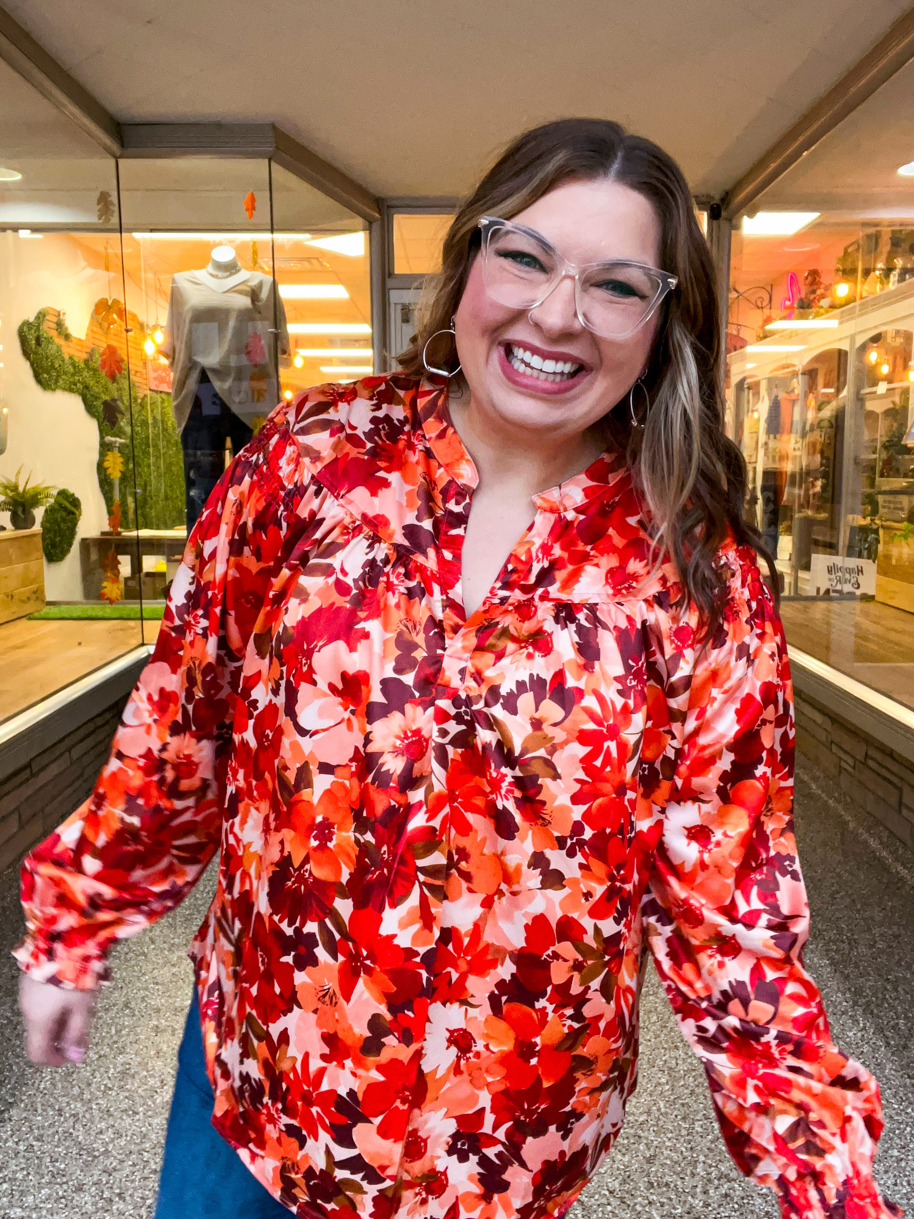 Spiced Petals Satin Blouse