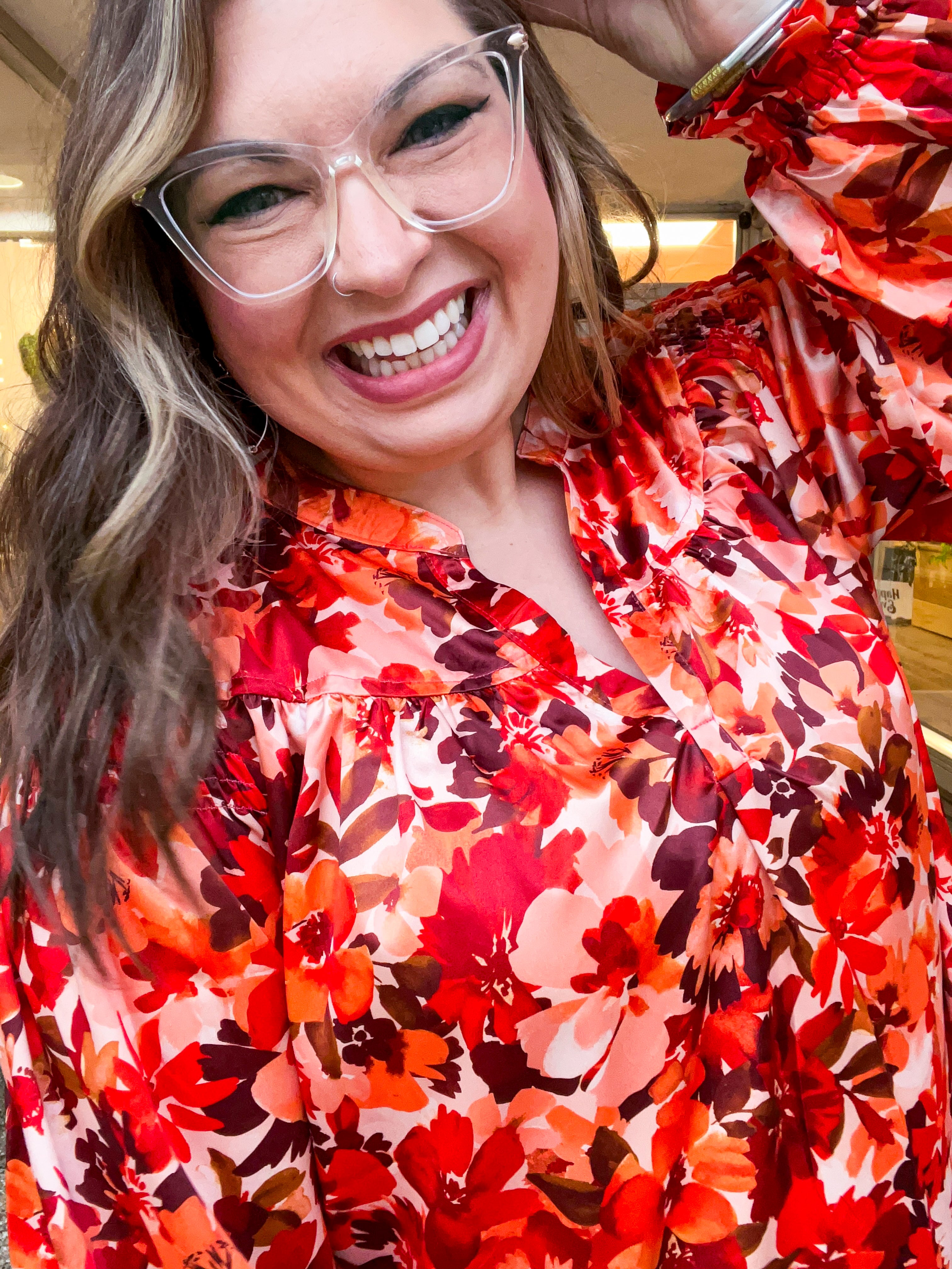 Spiced Petals Satin Blouse