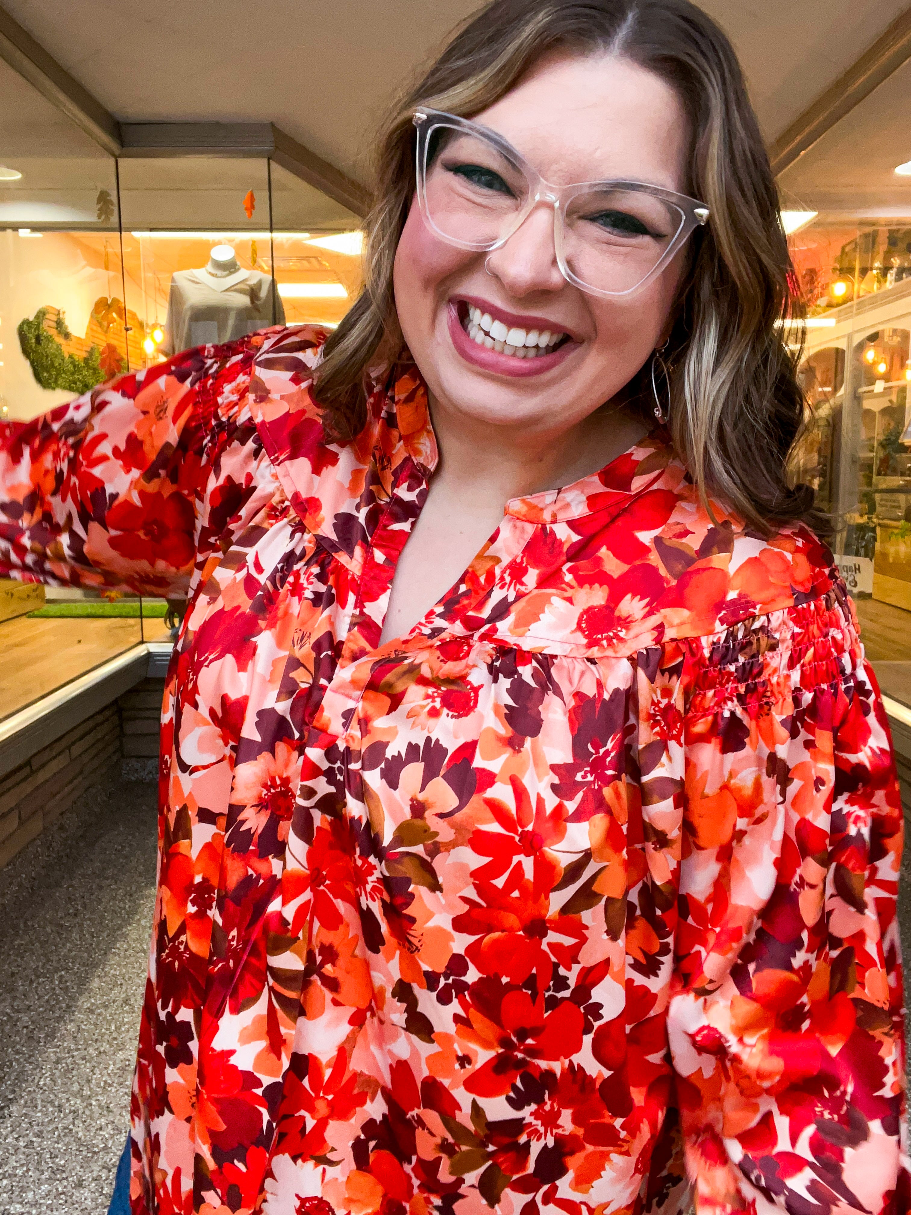 Spiced Petals Satin Blouse