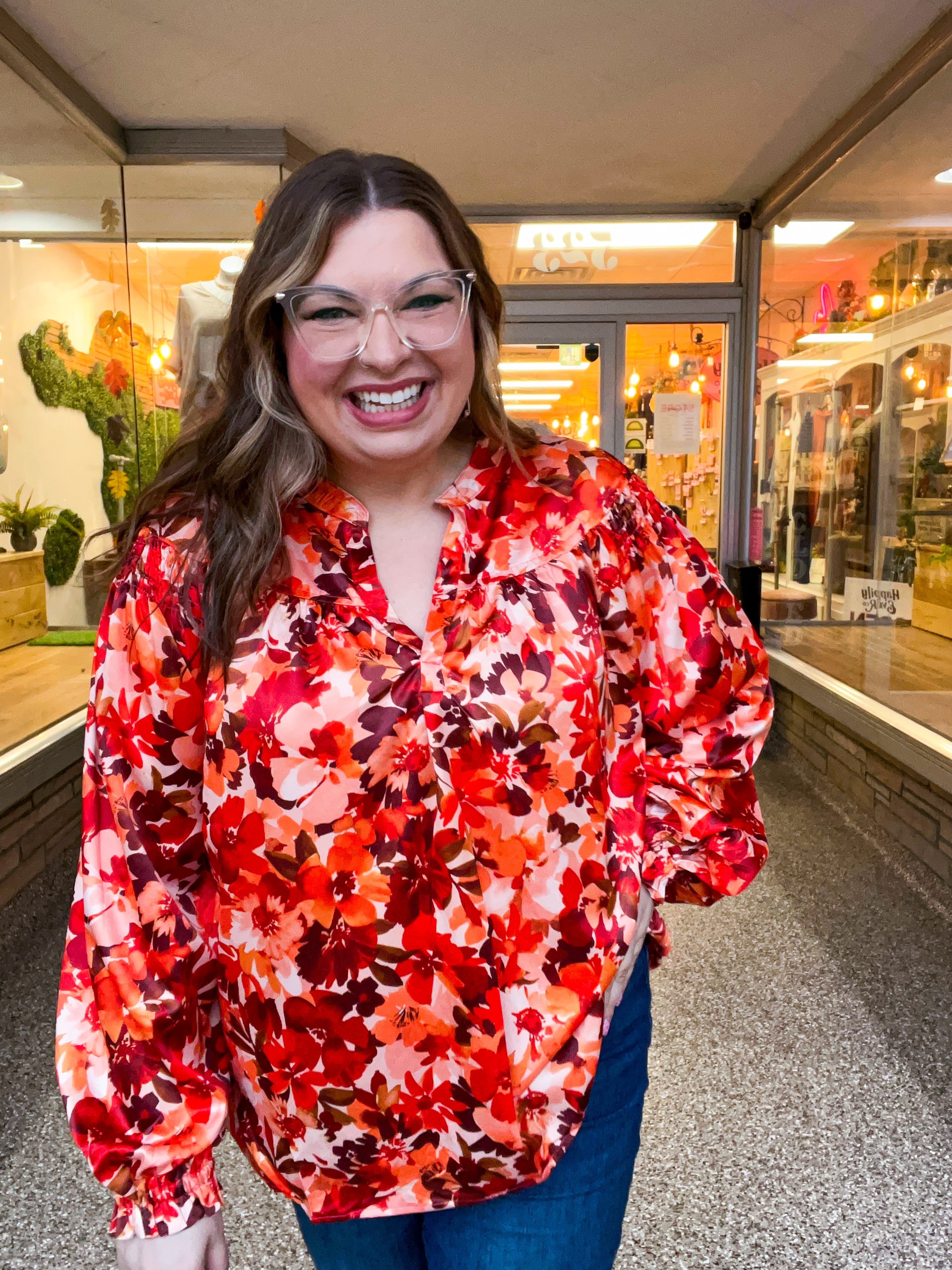 Spiced Petals Satin Blouse