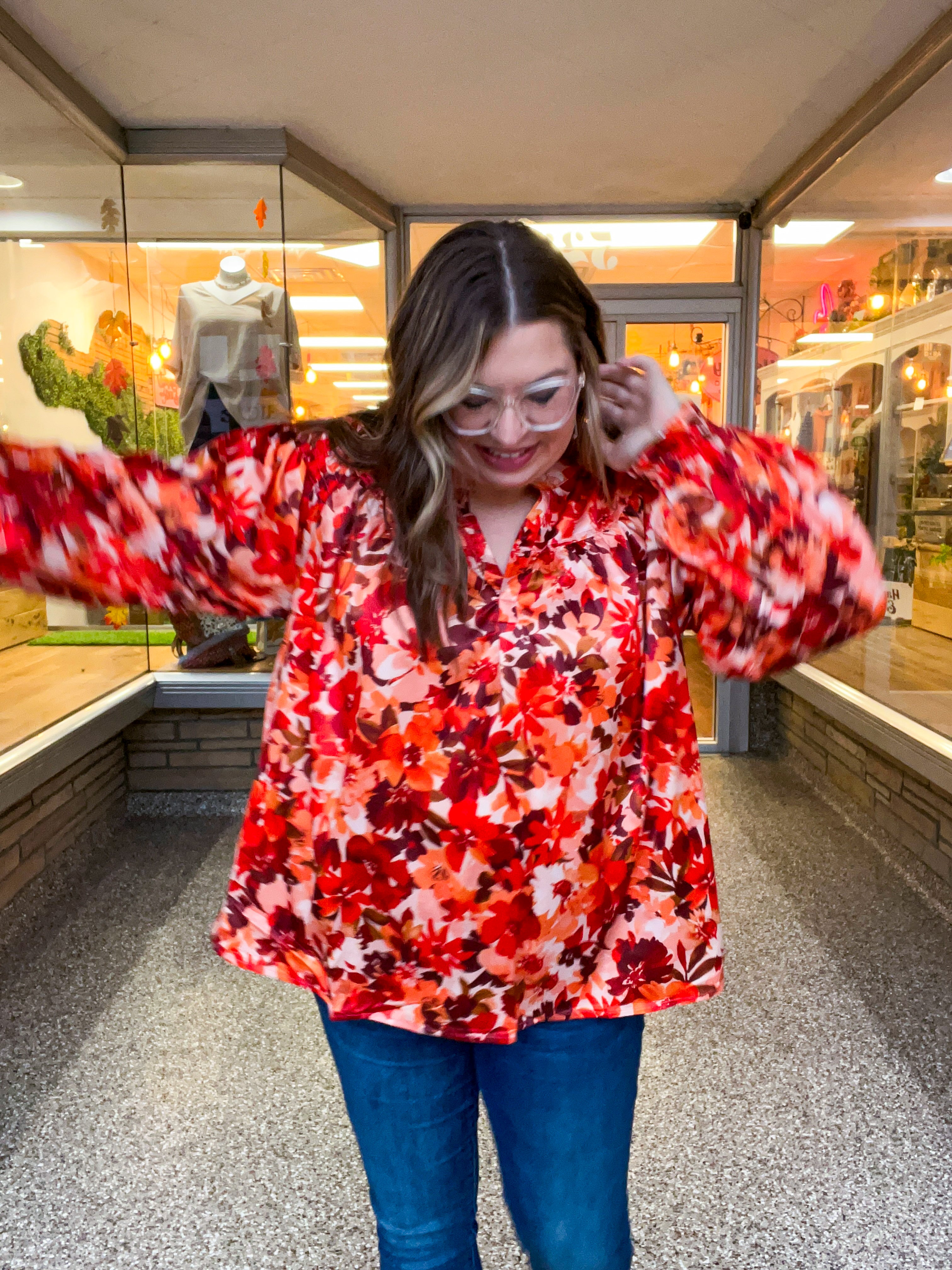 Spiced Petals Satin Blouse