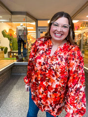 Spiced Petals Satin Blouse