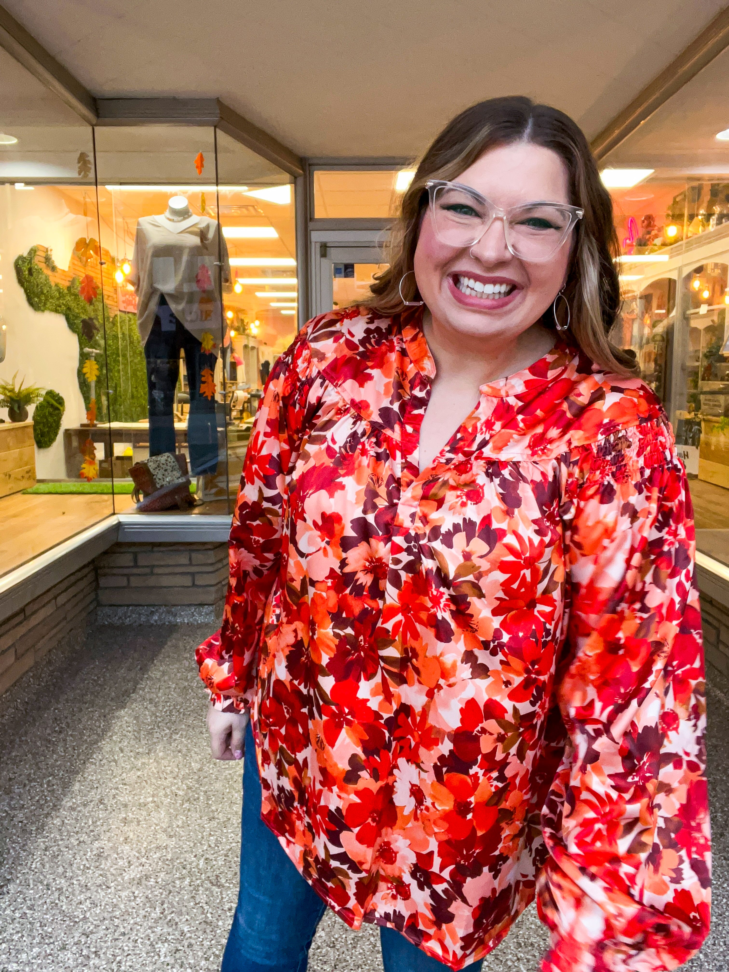 Spiced Petals Satin Blouse