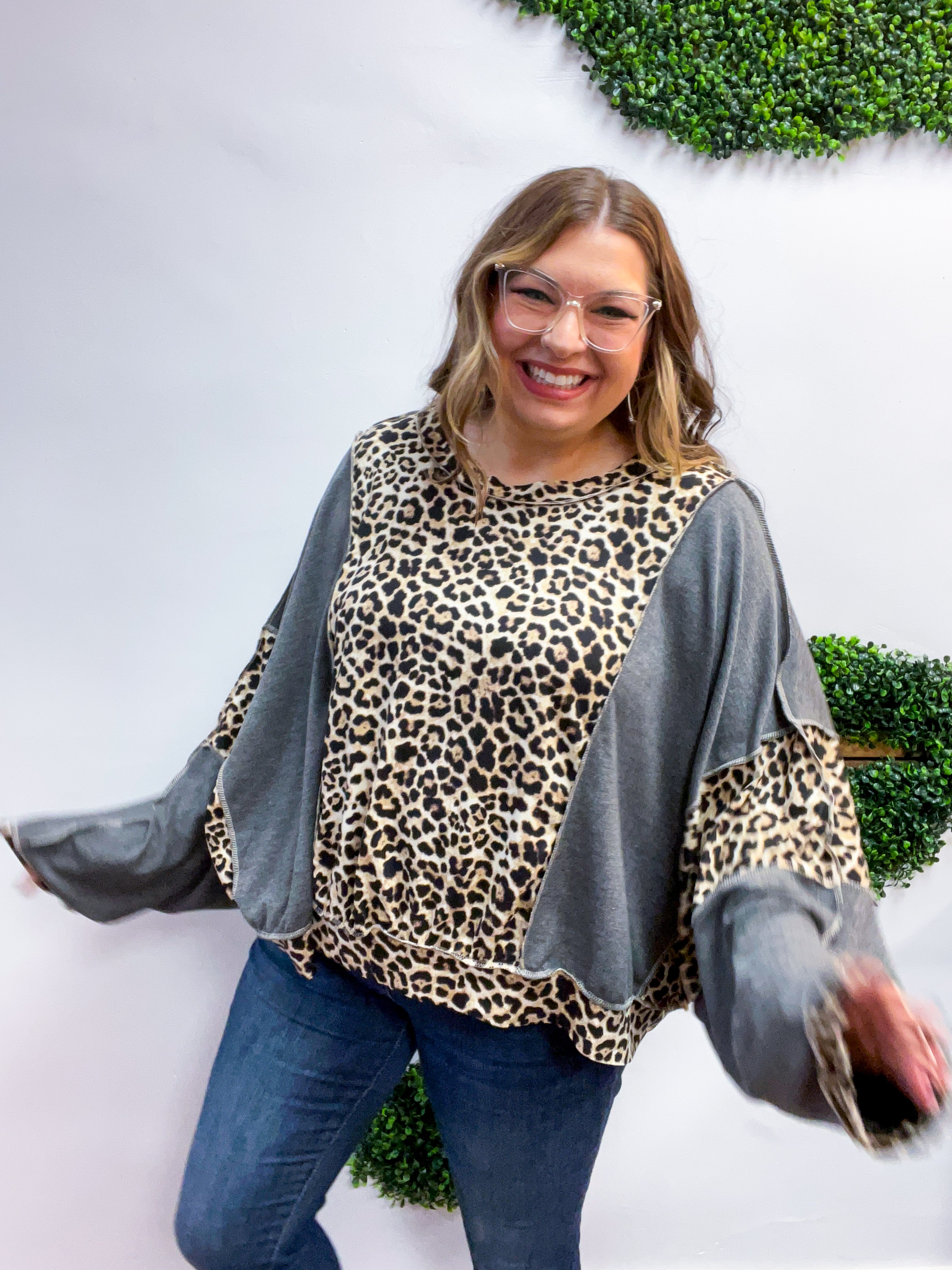 Fallin’ for Spots Pullover in Charcoal