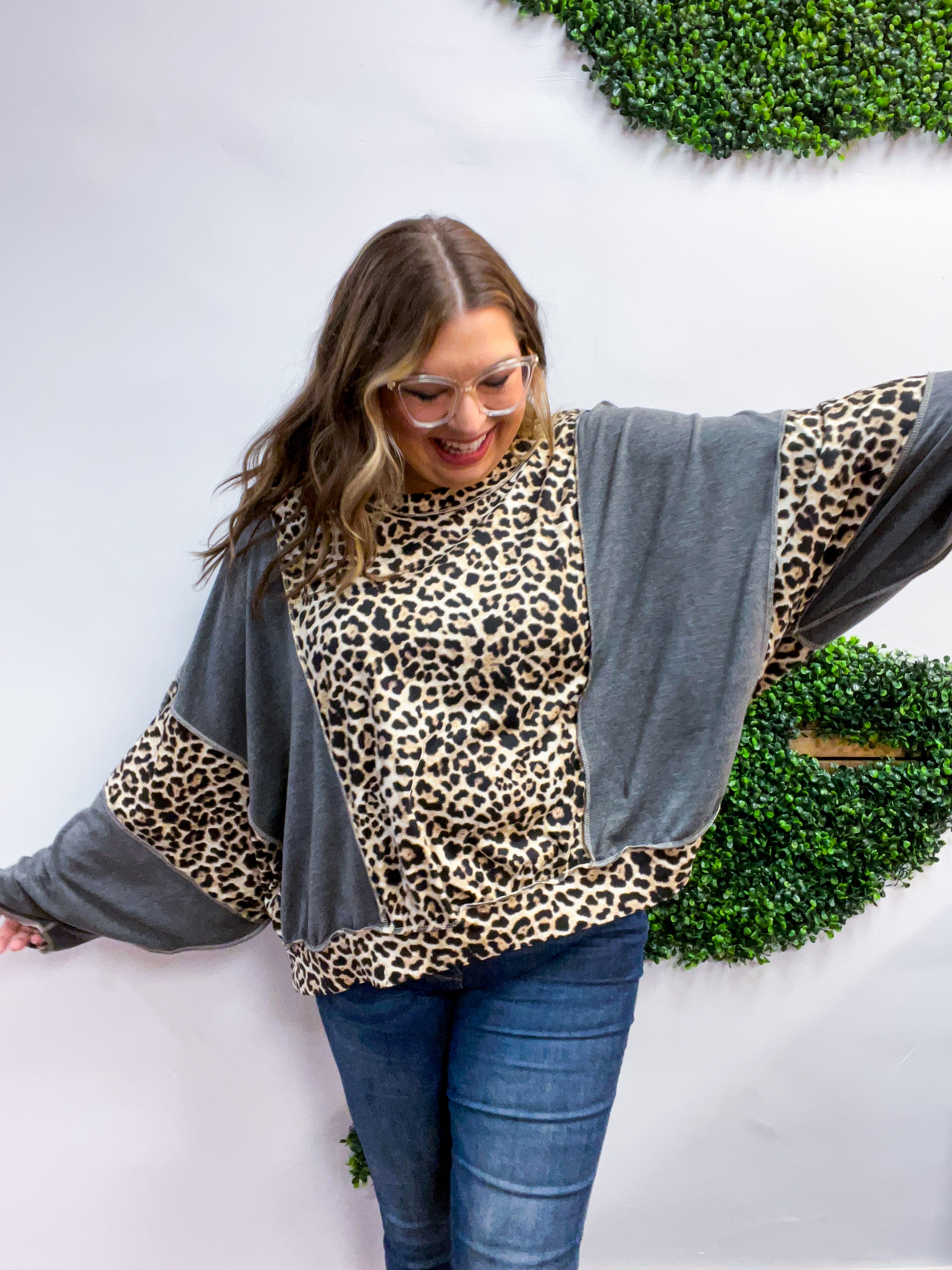 Fallin’ for Spots Pullover in Charcoal