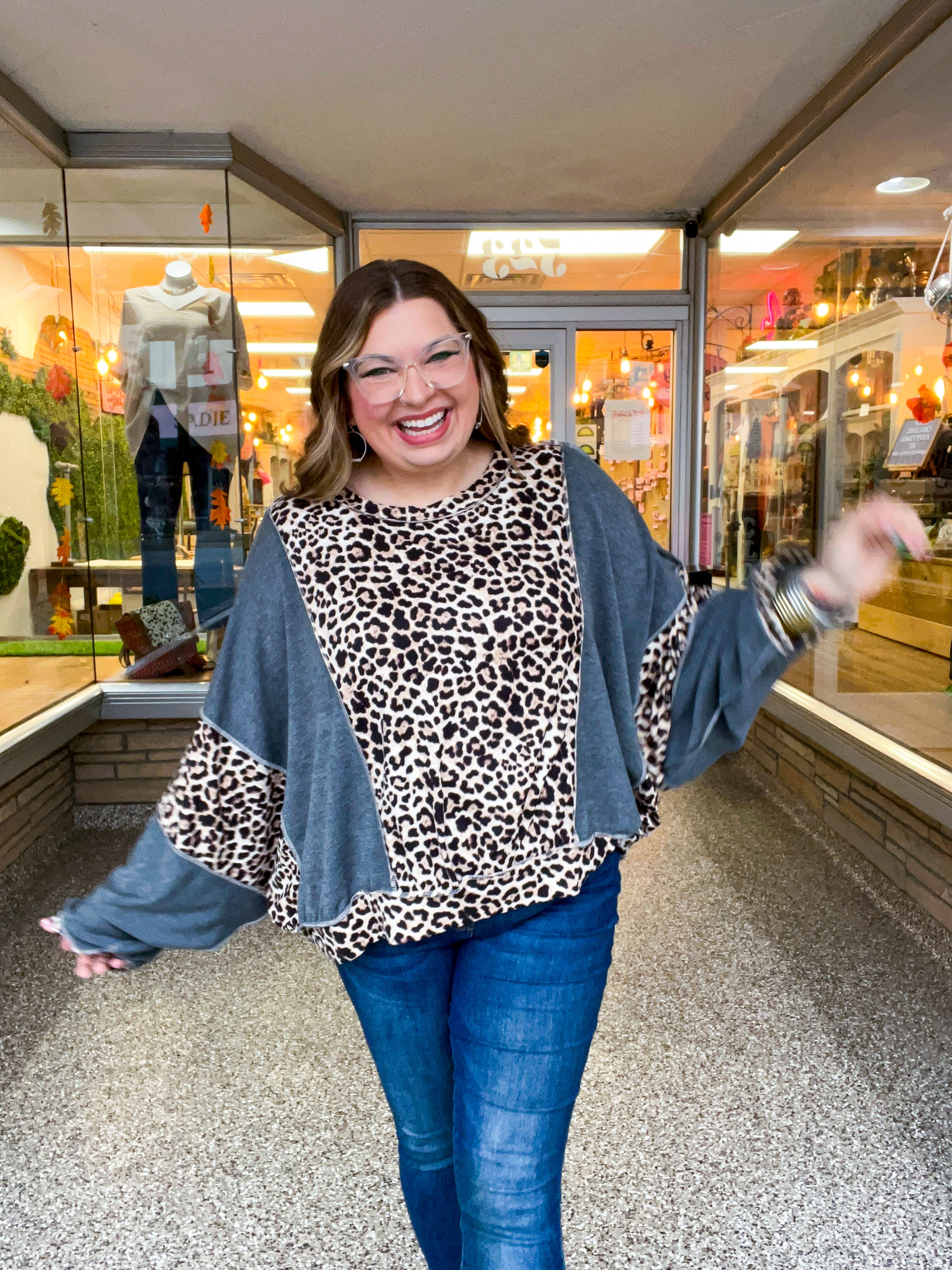 Fallin’ for Spots Pullover in Charcoal
