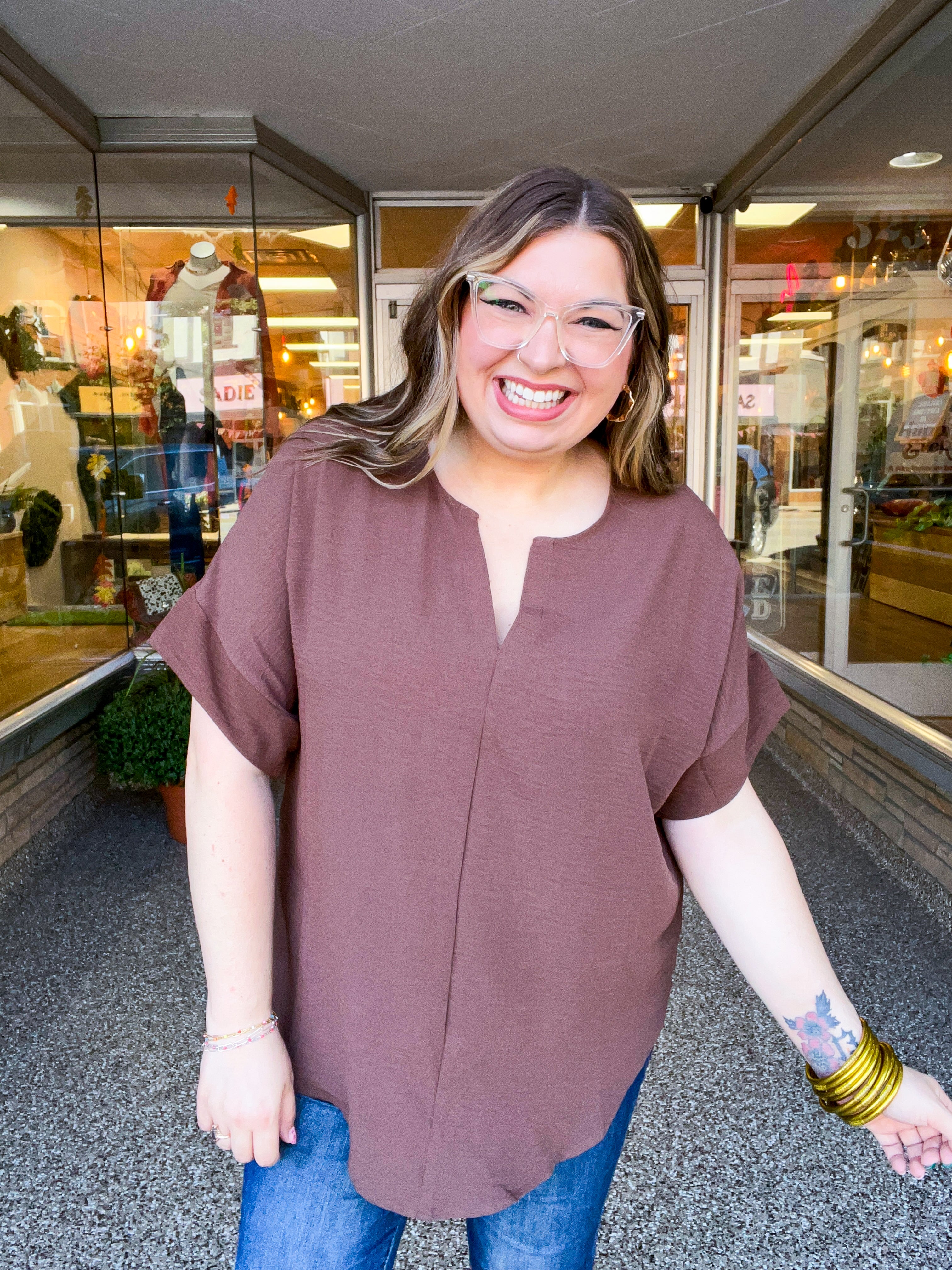Go With the Flow Top in Brown