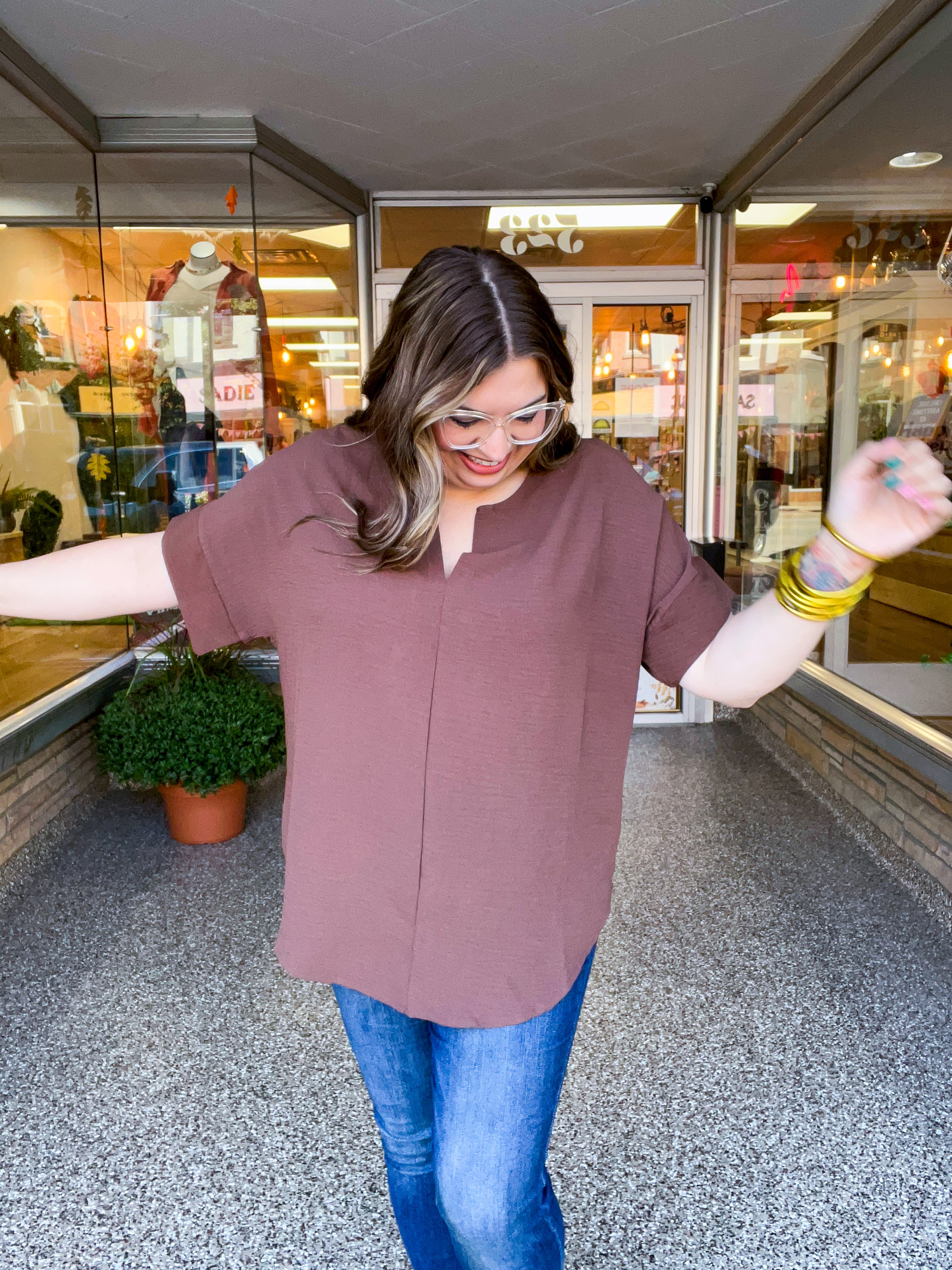 Go With the Flow Top in Brown