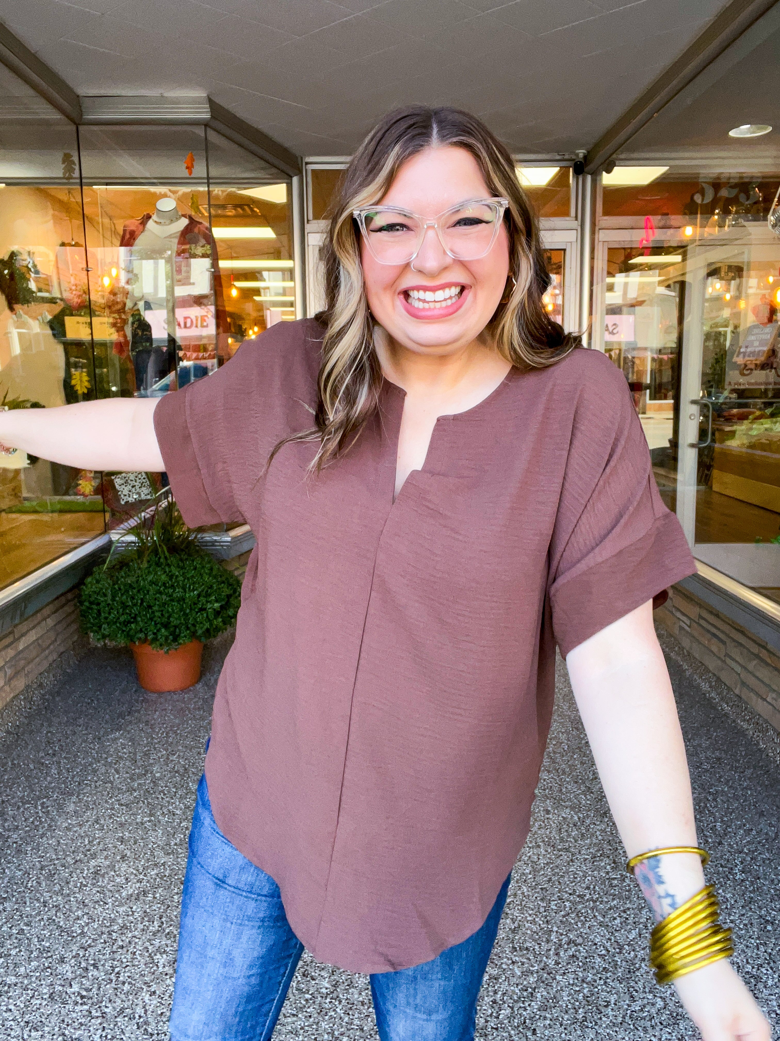 Go With the Flow Top in Brown