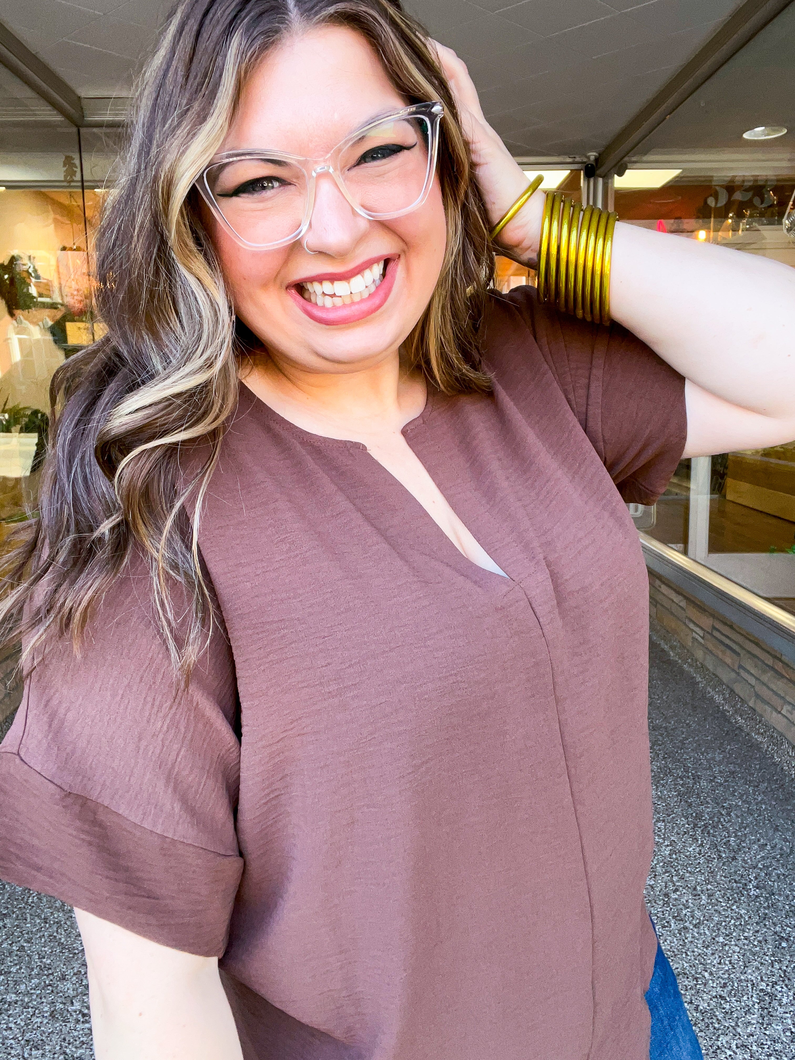 Go With the Flow Top in Brown