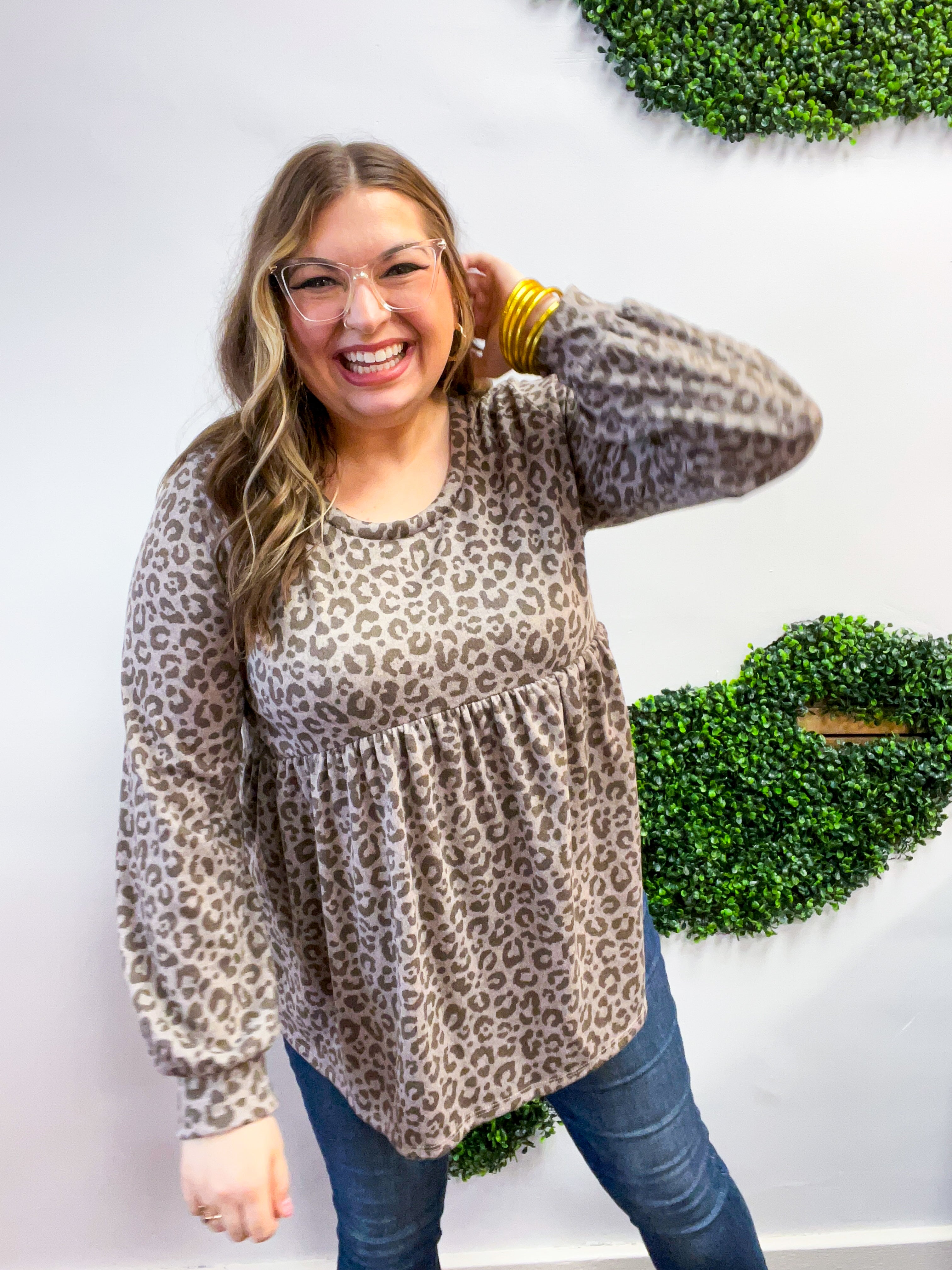 Cuddle Me Leopard Babydoll Top