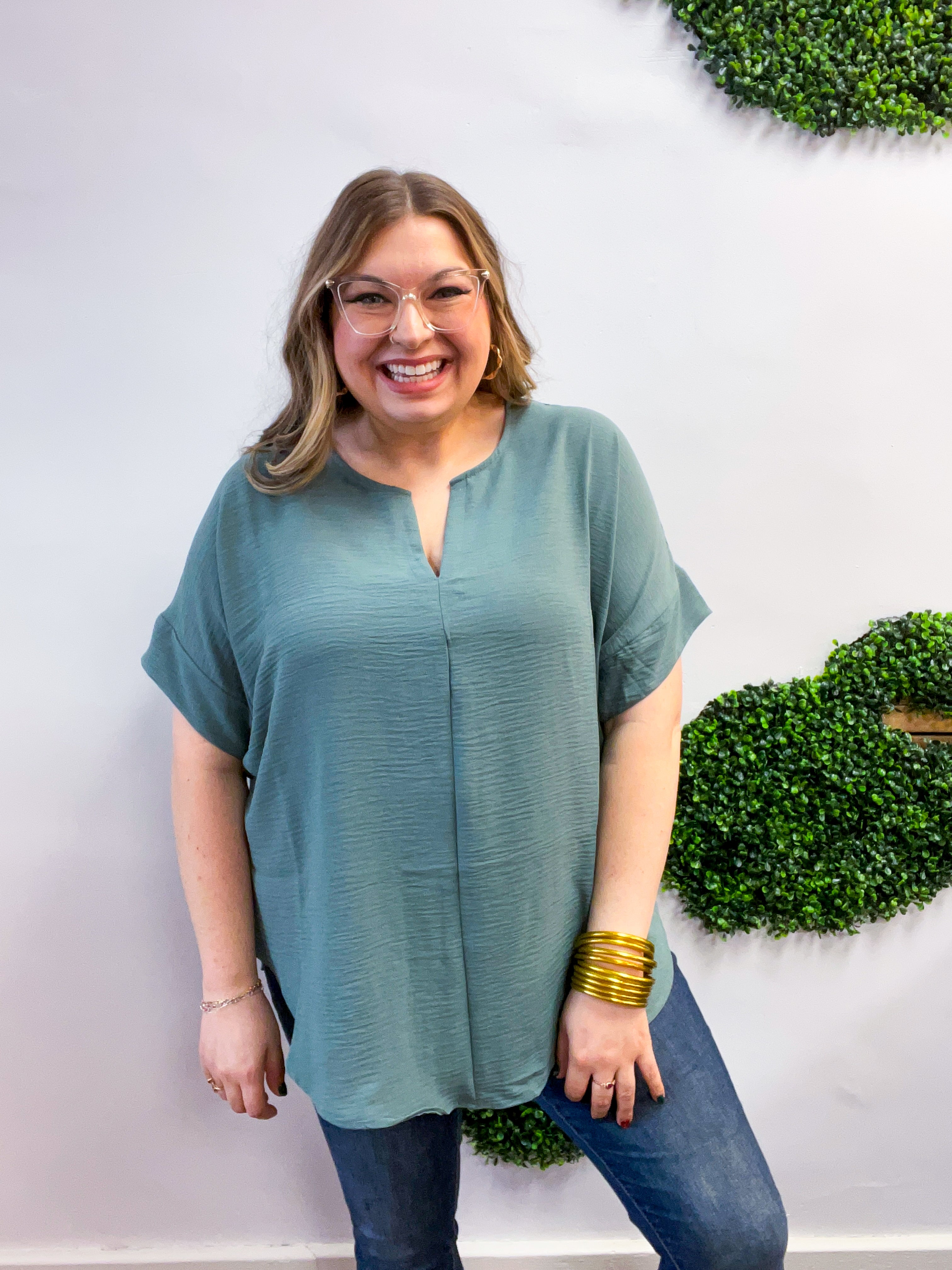 Go With the Flow Top in Jade