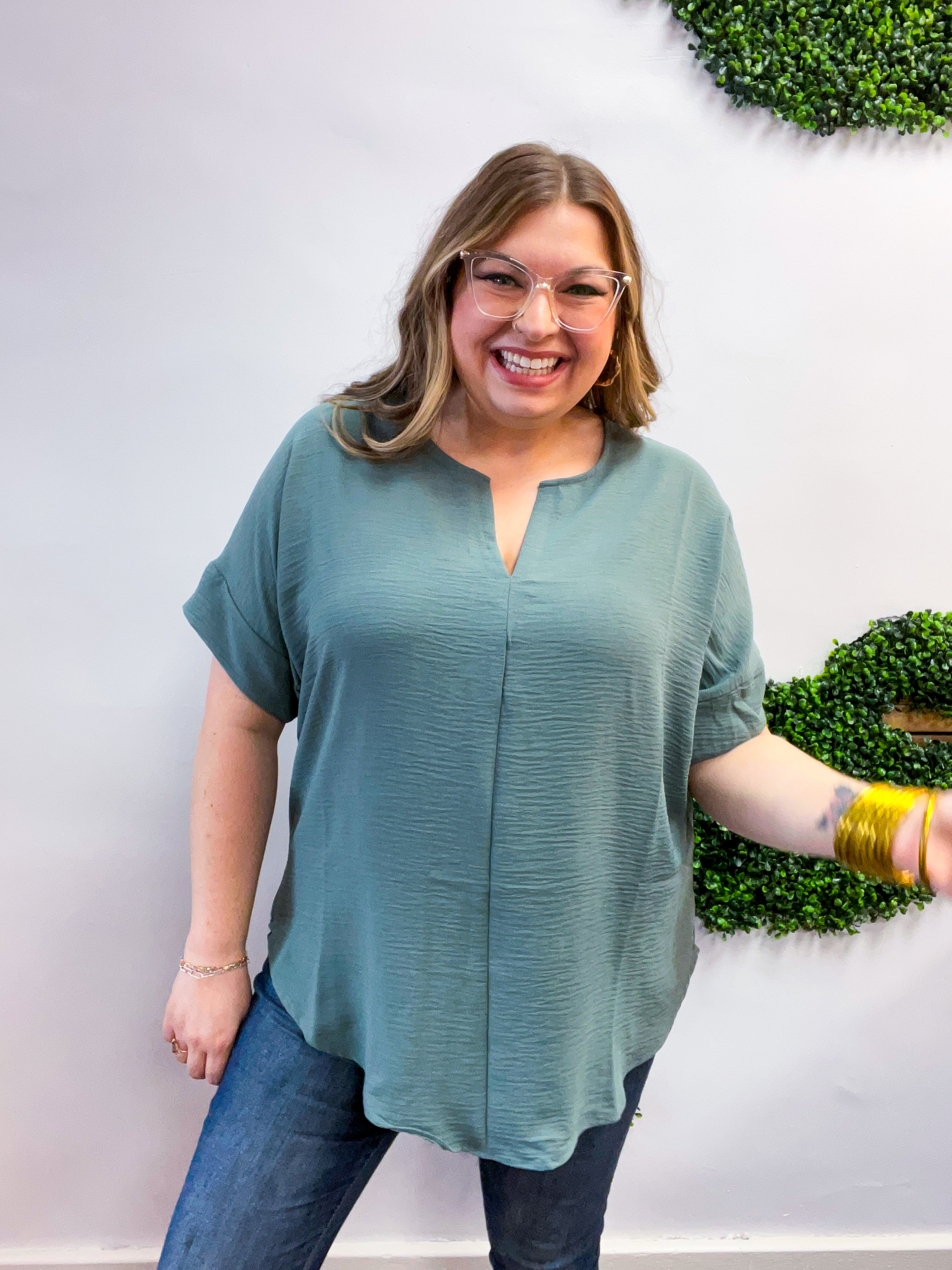 Go With the Flow Top in Jade
