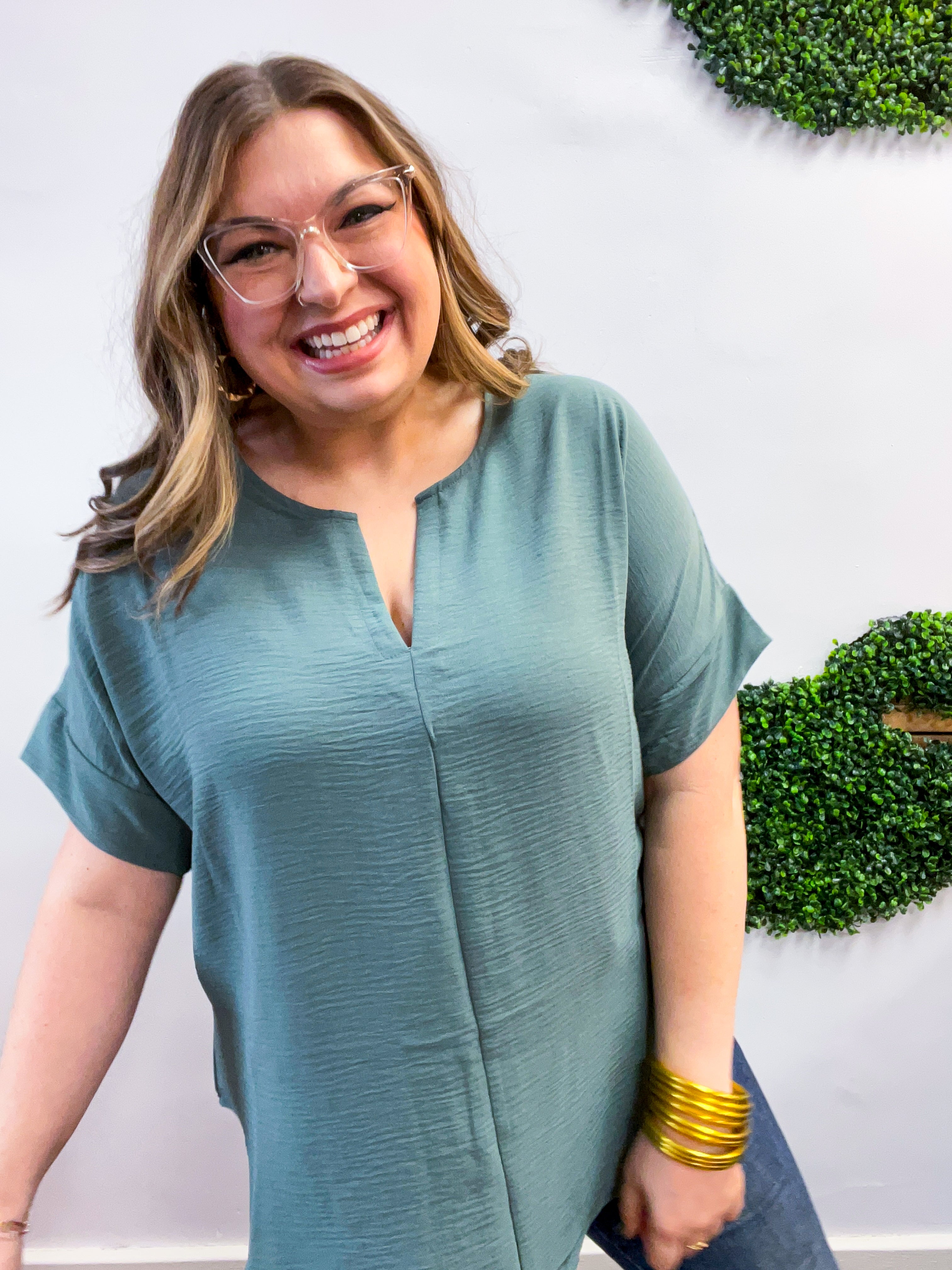 Go With the Flow Top in Jade