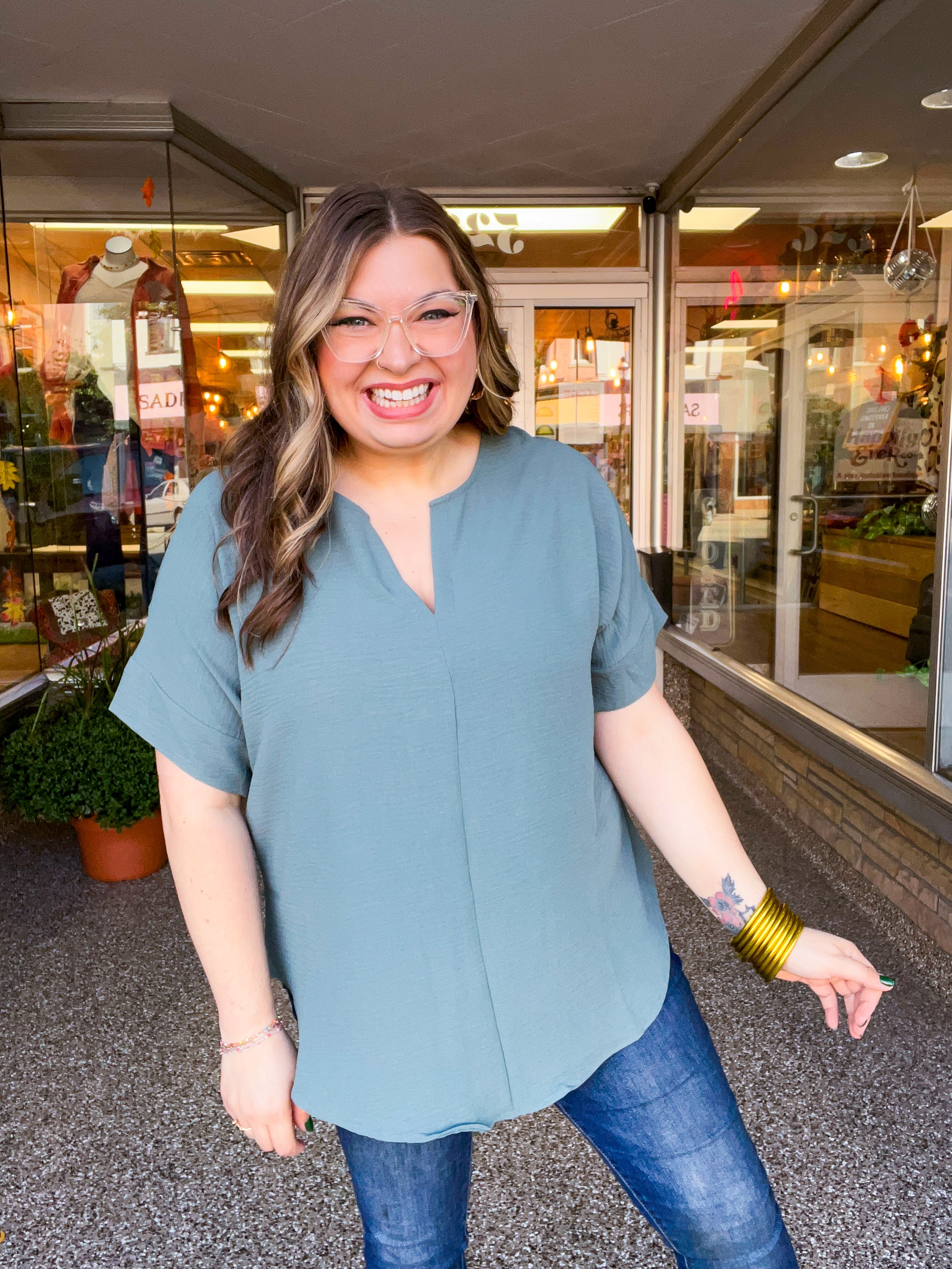 Go With the Flow Top in Jade