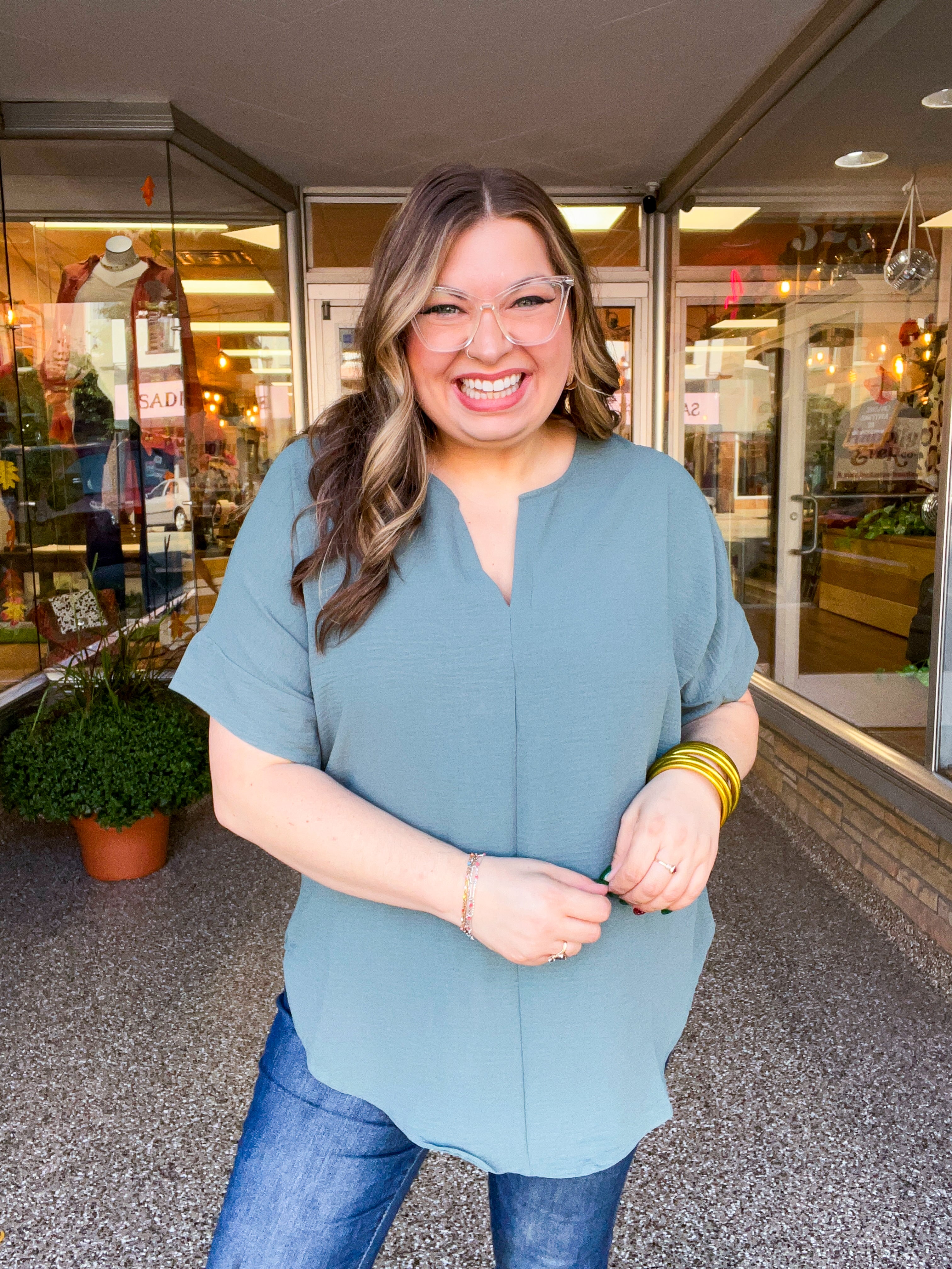 Go With the Flow Top in Jade