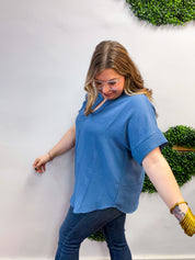 Go With the Flow Top in Dusty Blue