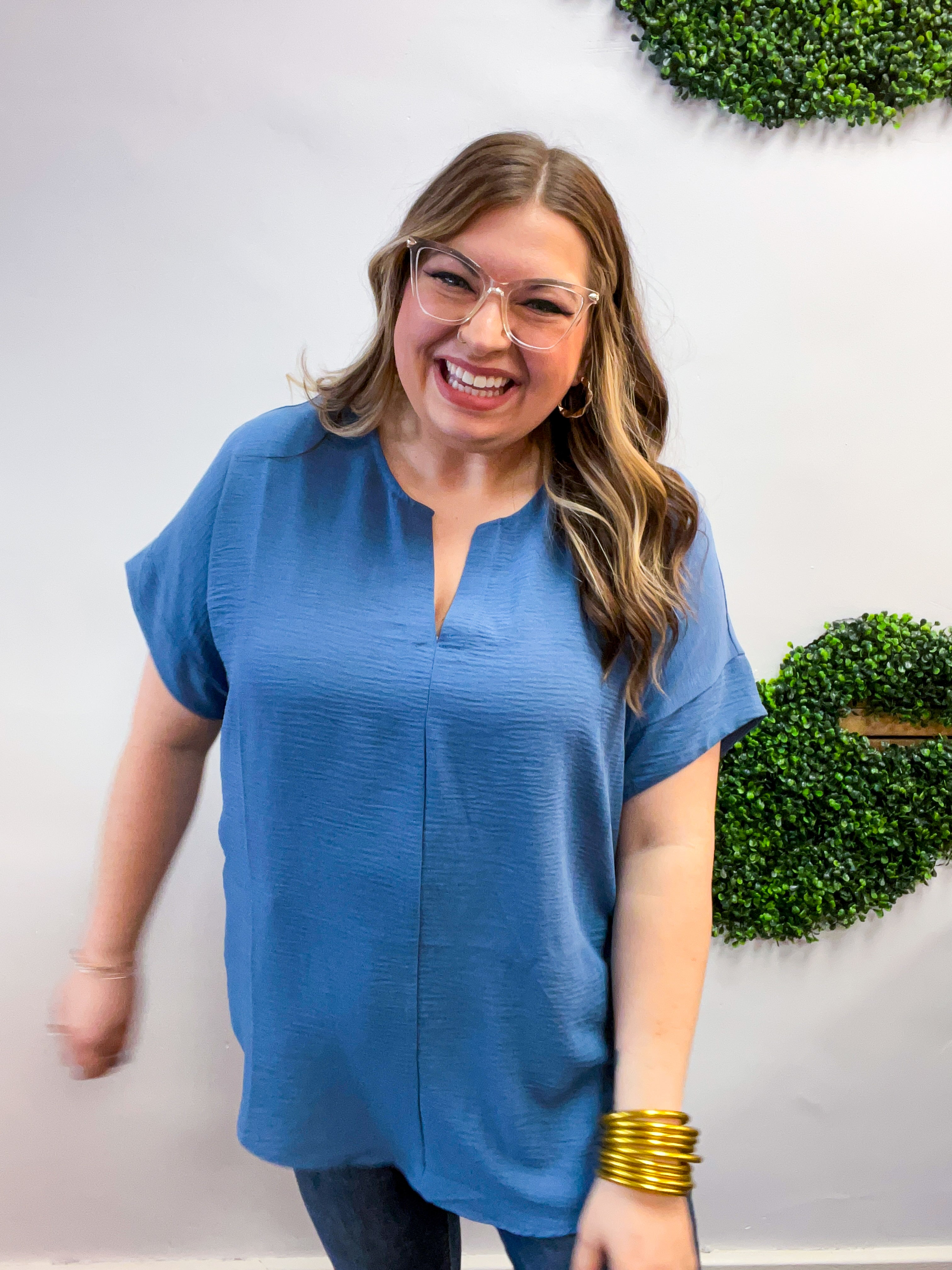Go With the Flow Top in Dusty Blue