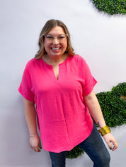 Go With the Flow Top in Fuchsia