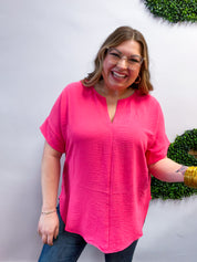 Go With the Flow Top in Fuchsia