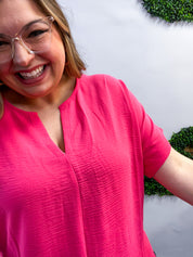 Go With the Flow Top in Fuchsia