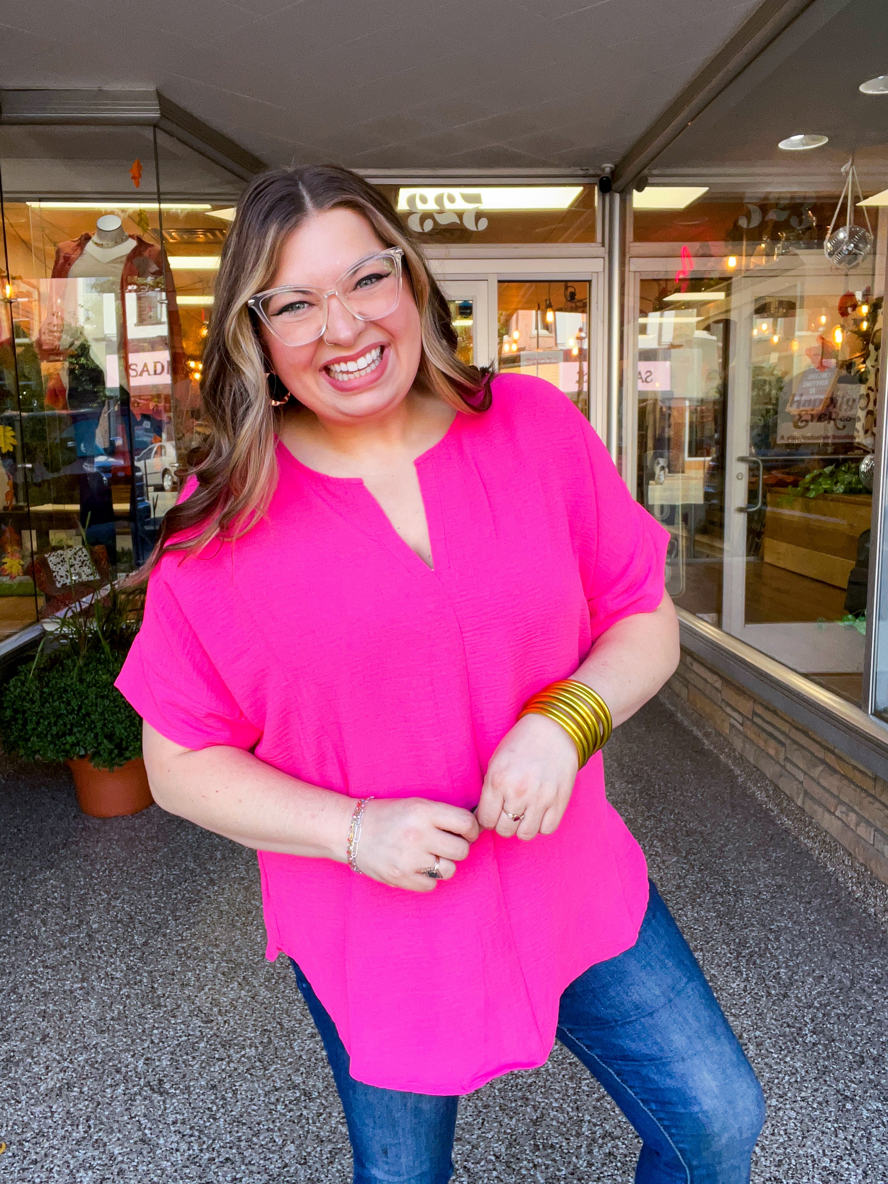 Go With the Flow Top in Fuchsia