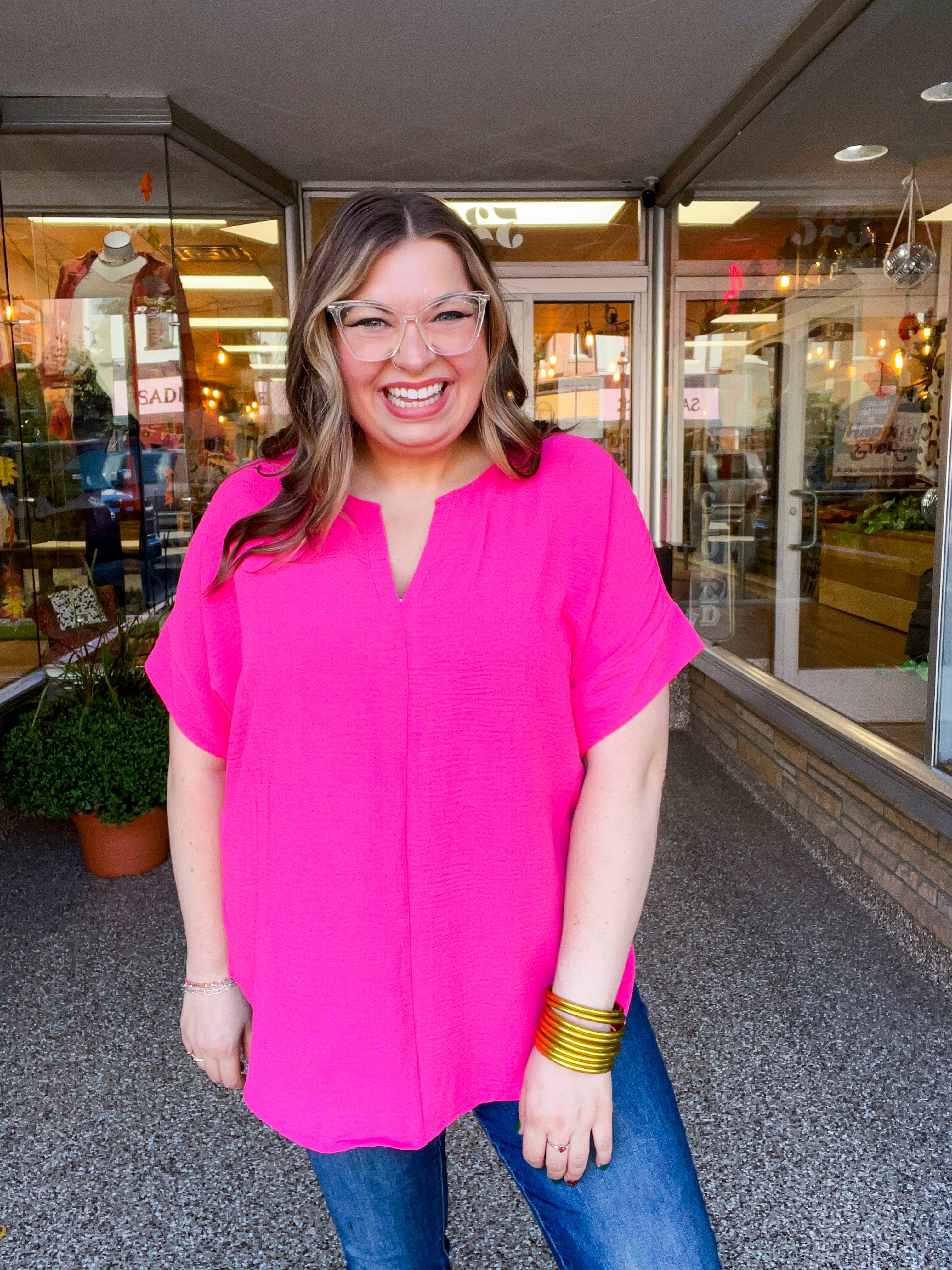 Go With the Flow Top in Fuchsia