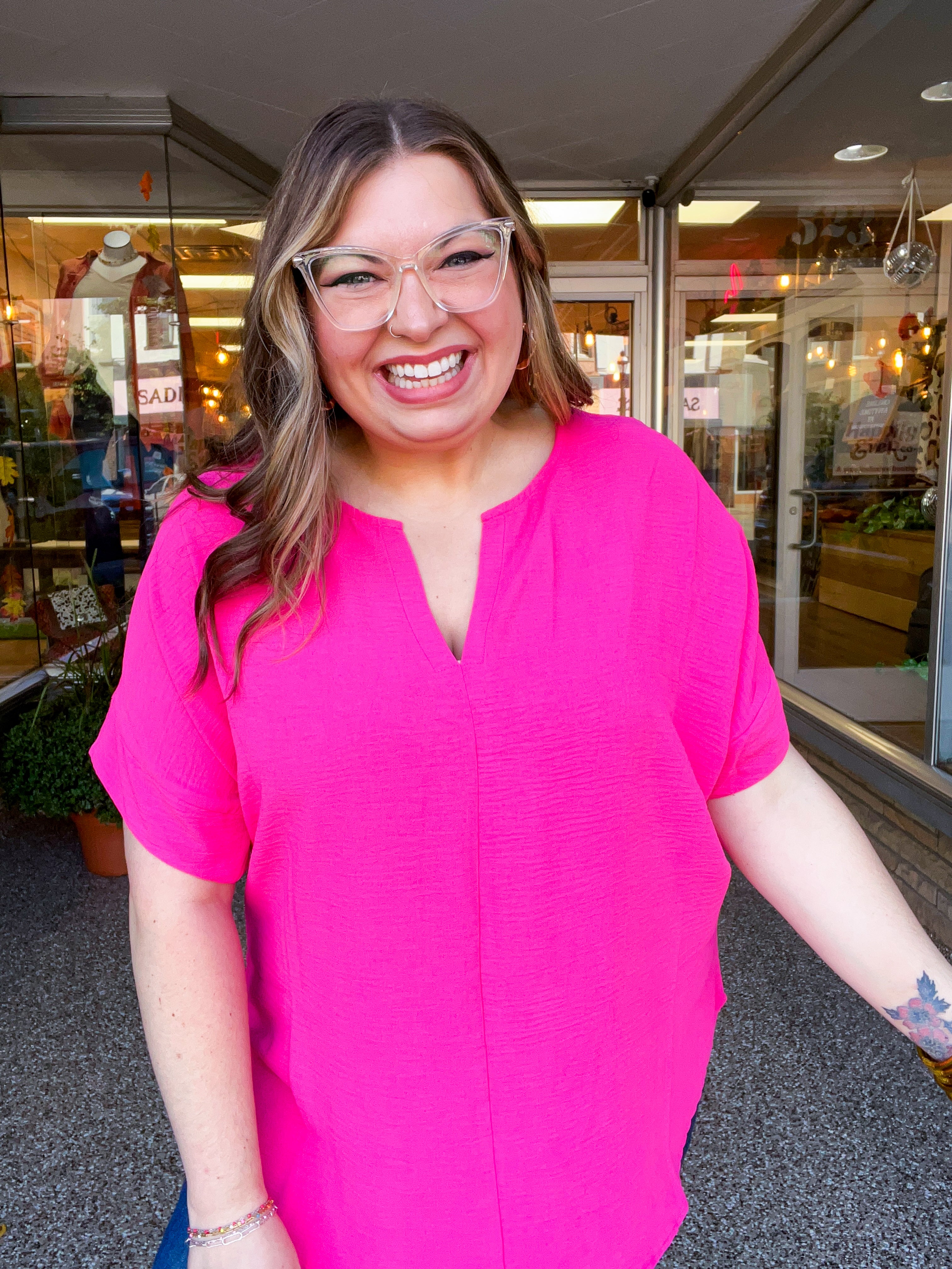 Go With the Flow Top in Fuchsia