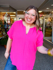 Go With the Flow Top in Fuchsia