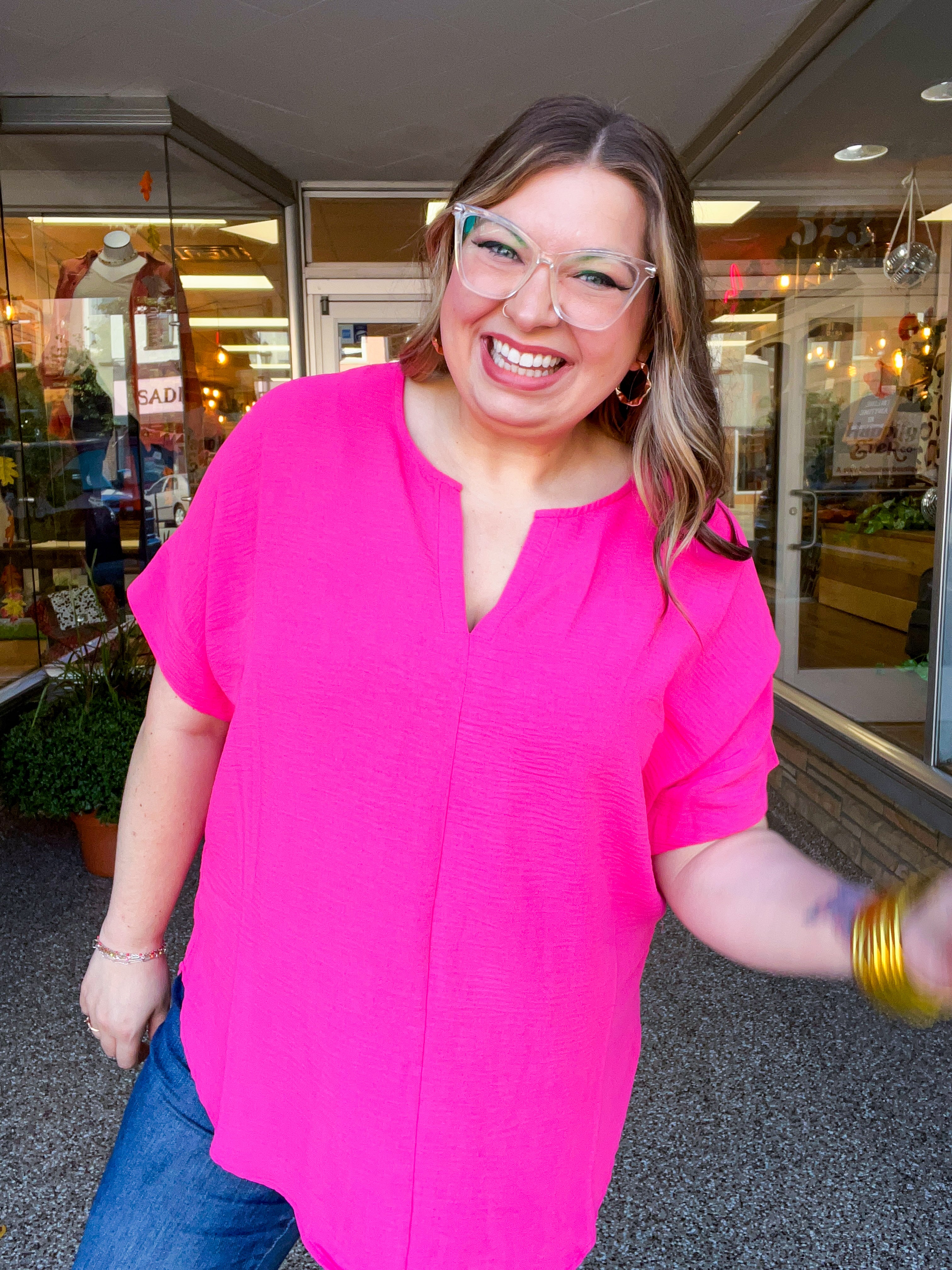 Go With the Flow Top in Fuchsia