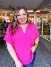 Go With the Flow Top in Fuchsia