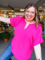 Go With the Flow Top in Fuchsia