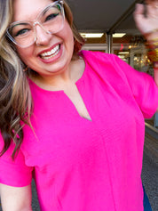 Go With the Flow Top in Fuchsia