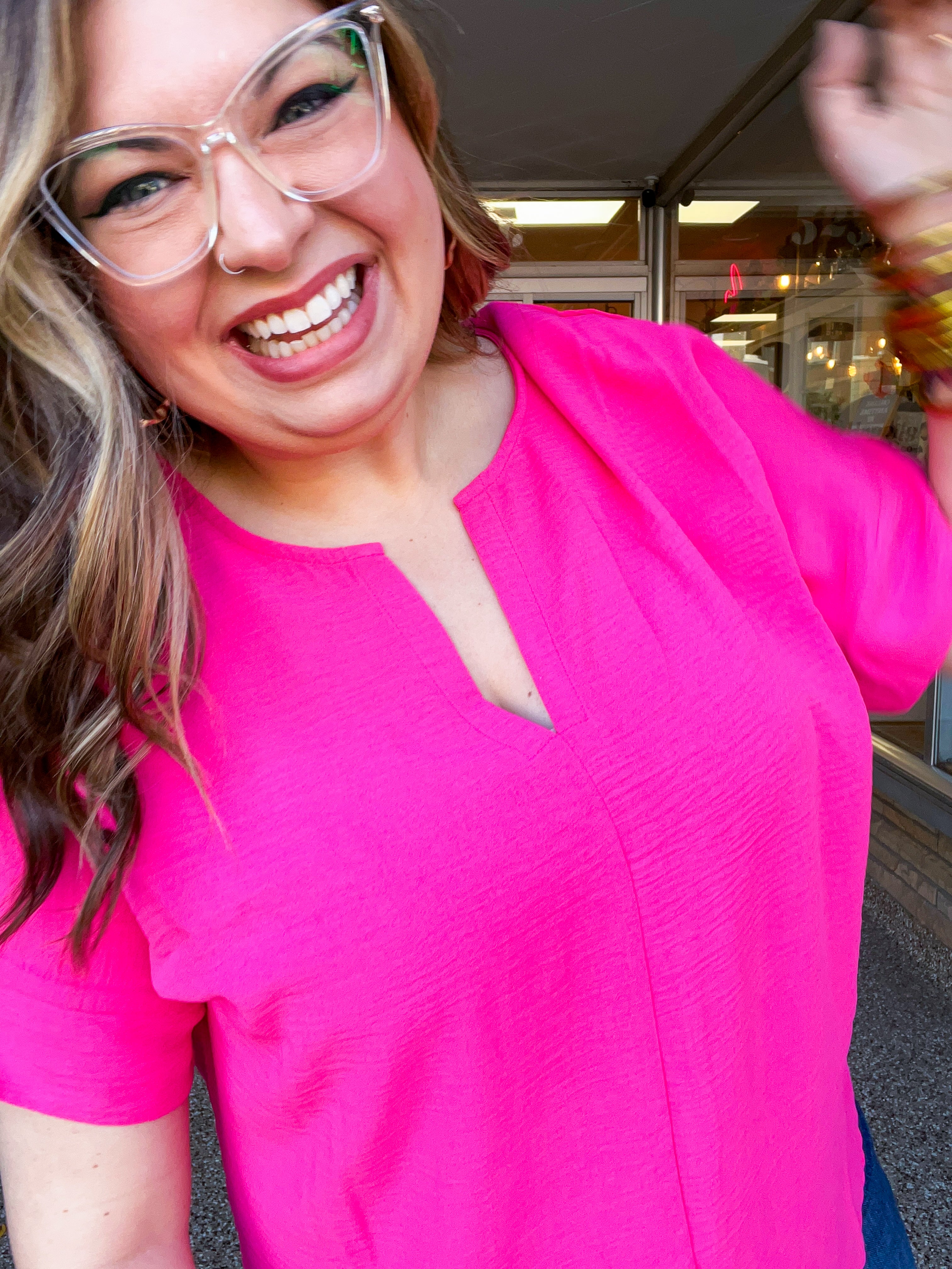 Go With the Flow Top in Fuchsia