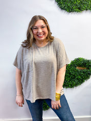 The Slouch Side Pocket Hacci Top - Ash Mocha