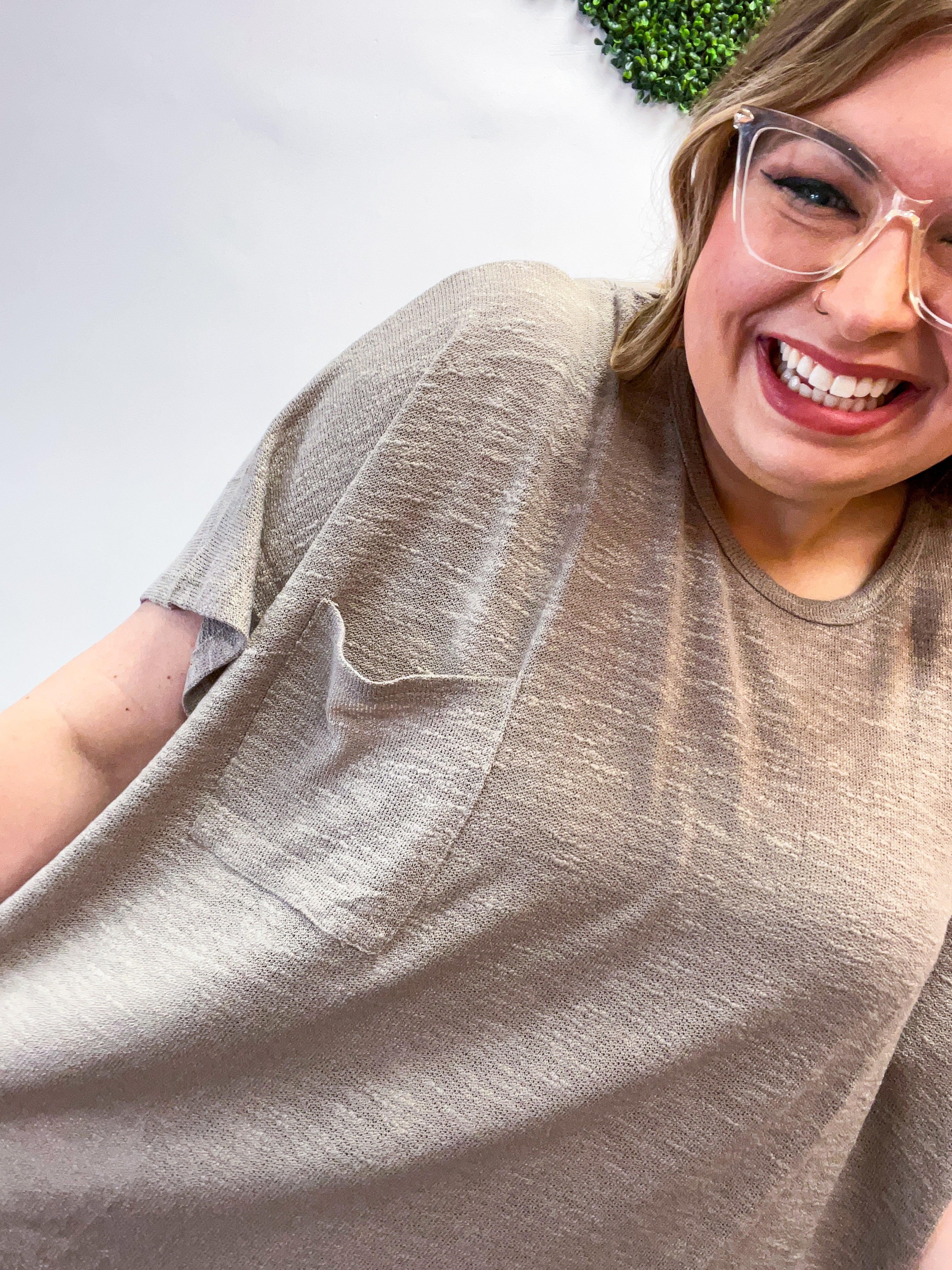 The Slouch Side Pocket Hacci Top - Ash Mocha