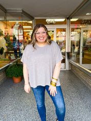The Slouch Side Pocket Hacci Top - Ash Mocha