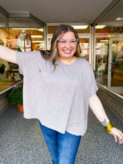 The Slouch Side Pocket Hacci Top - Ash Mocha