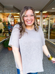 The Slouch Side Pocket Hacci Top - Ash Mocha