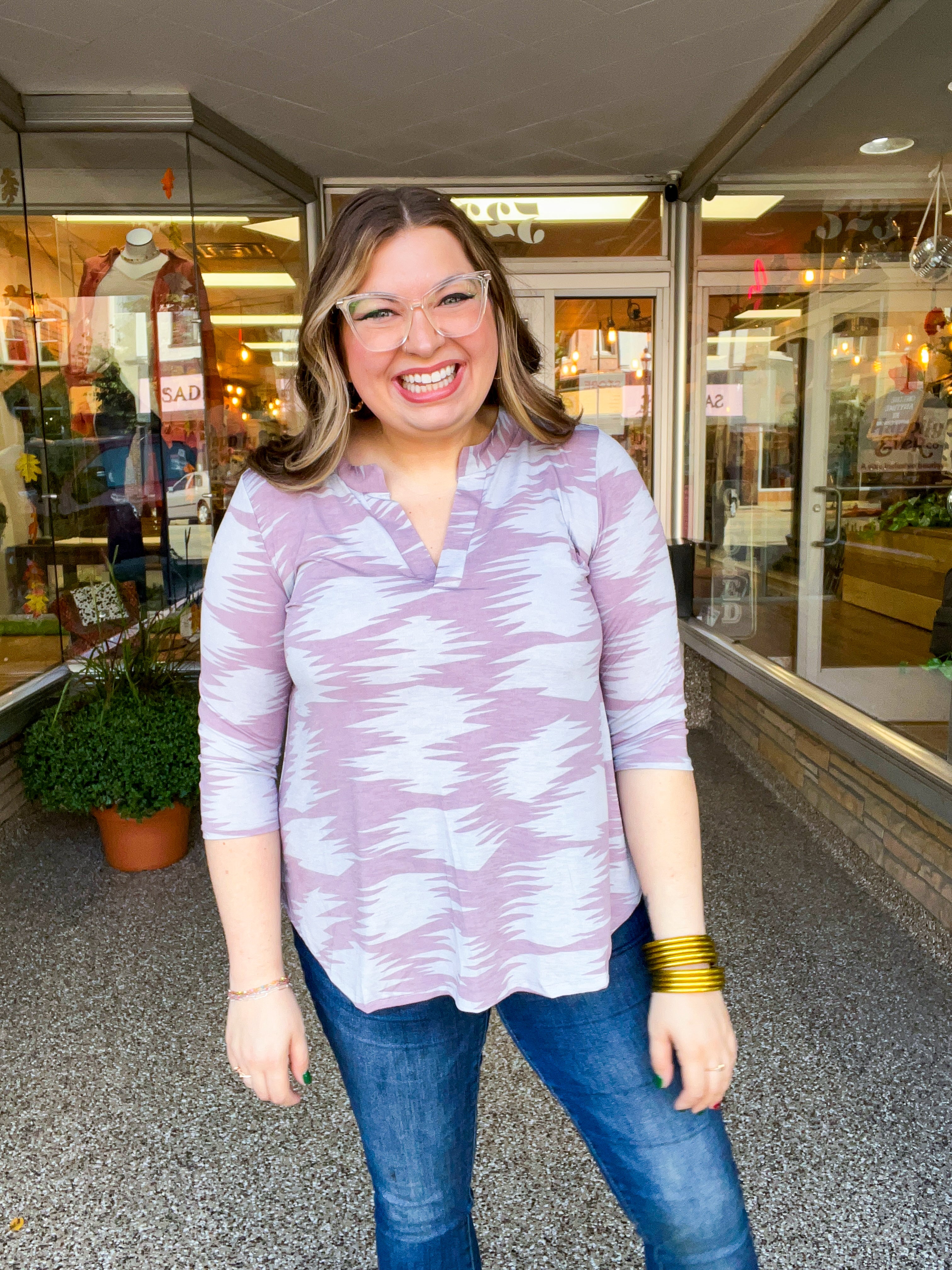 Dusty Haze Notch Neck Top