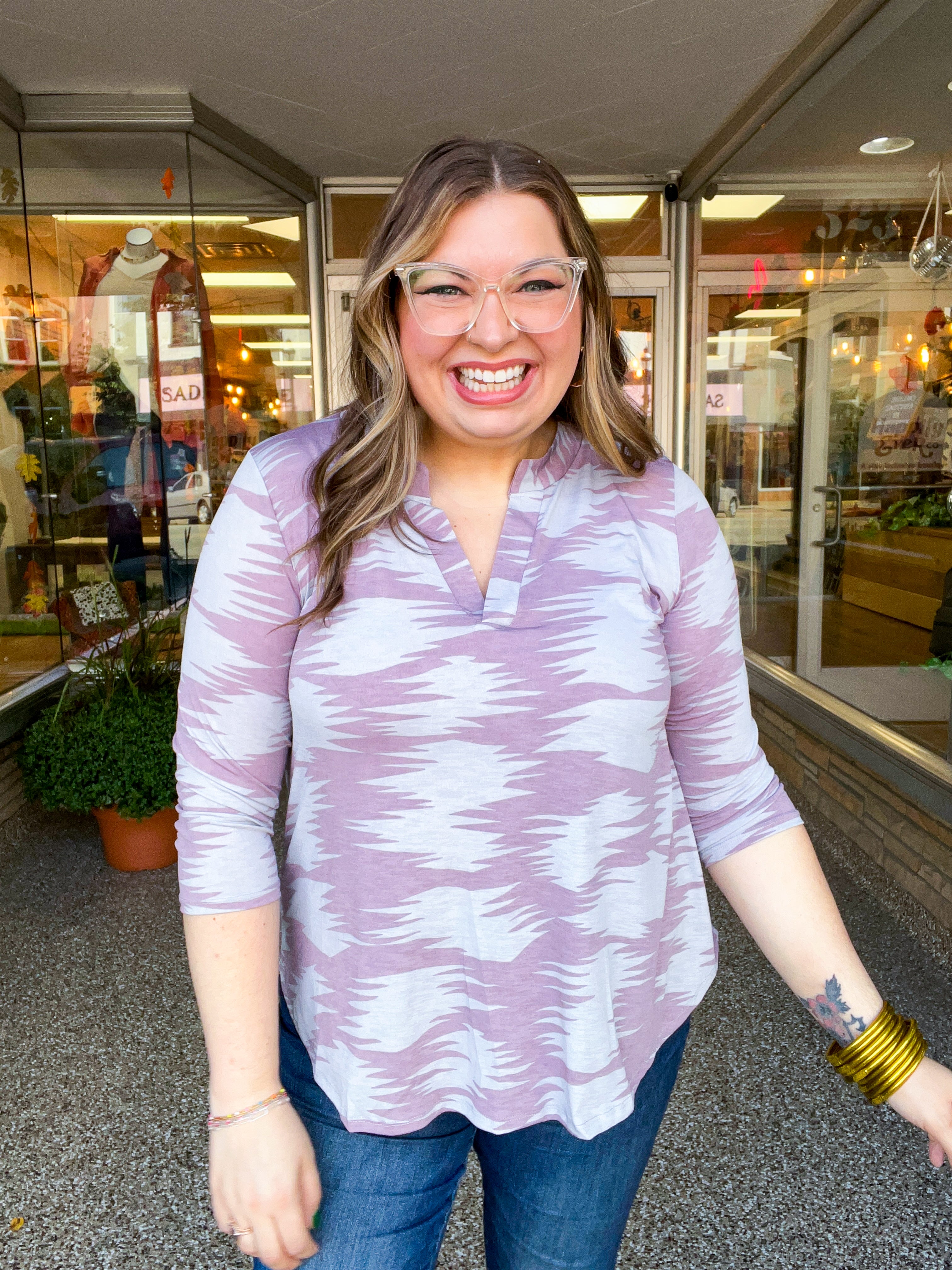 Dusty Haze Notch Neck Top