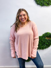 Toasty Textures Waffle Top in Mauve