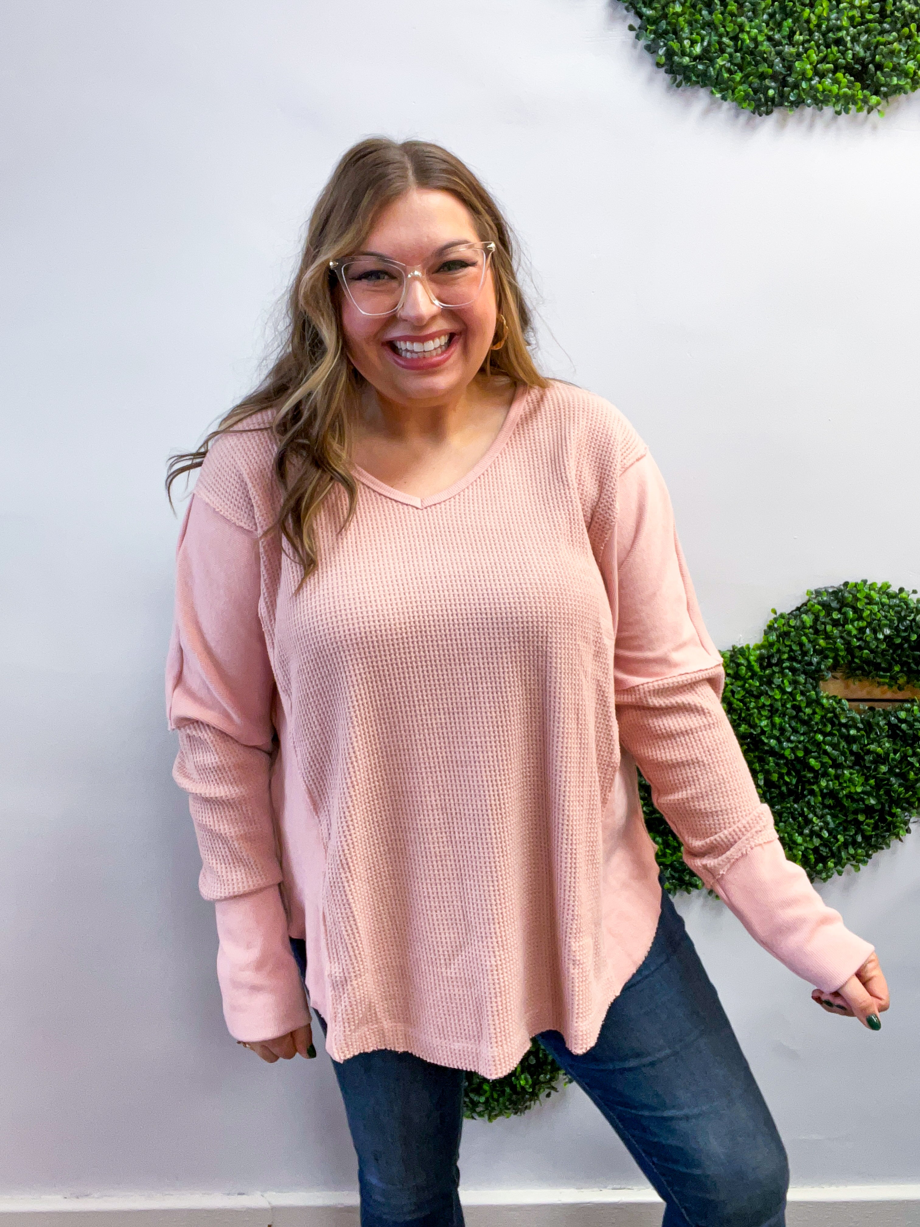 Toasty Textures Waffle Top in Mauve