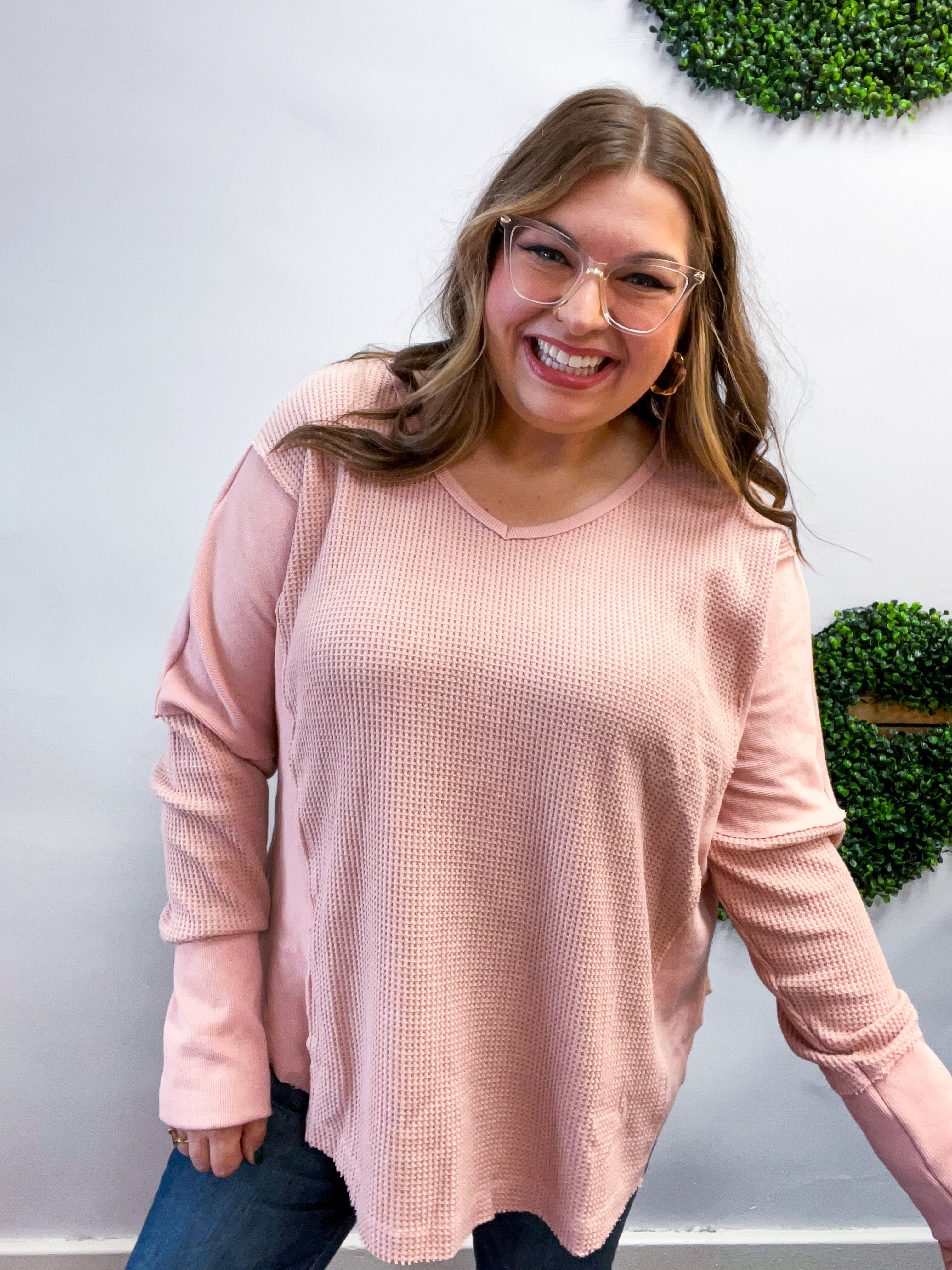 Toasty Textures Waffle Top in Mauve
