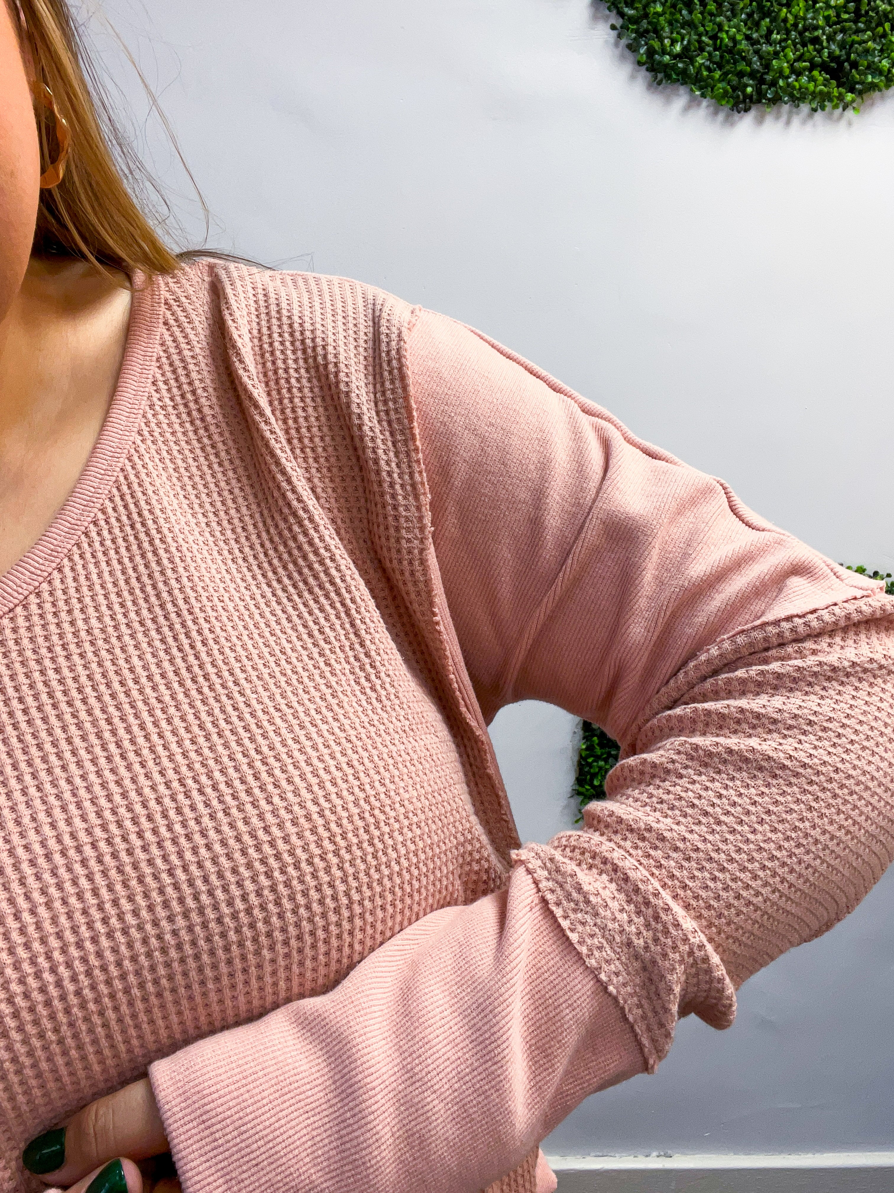 Toasty Textures Waffle Top in Mauve