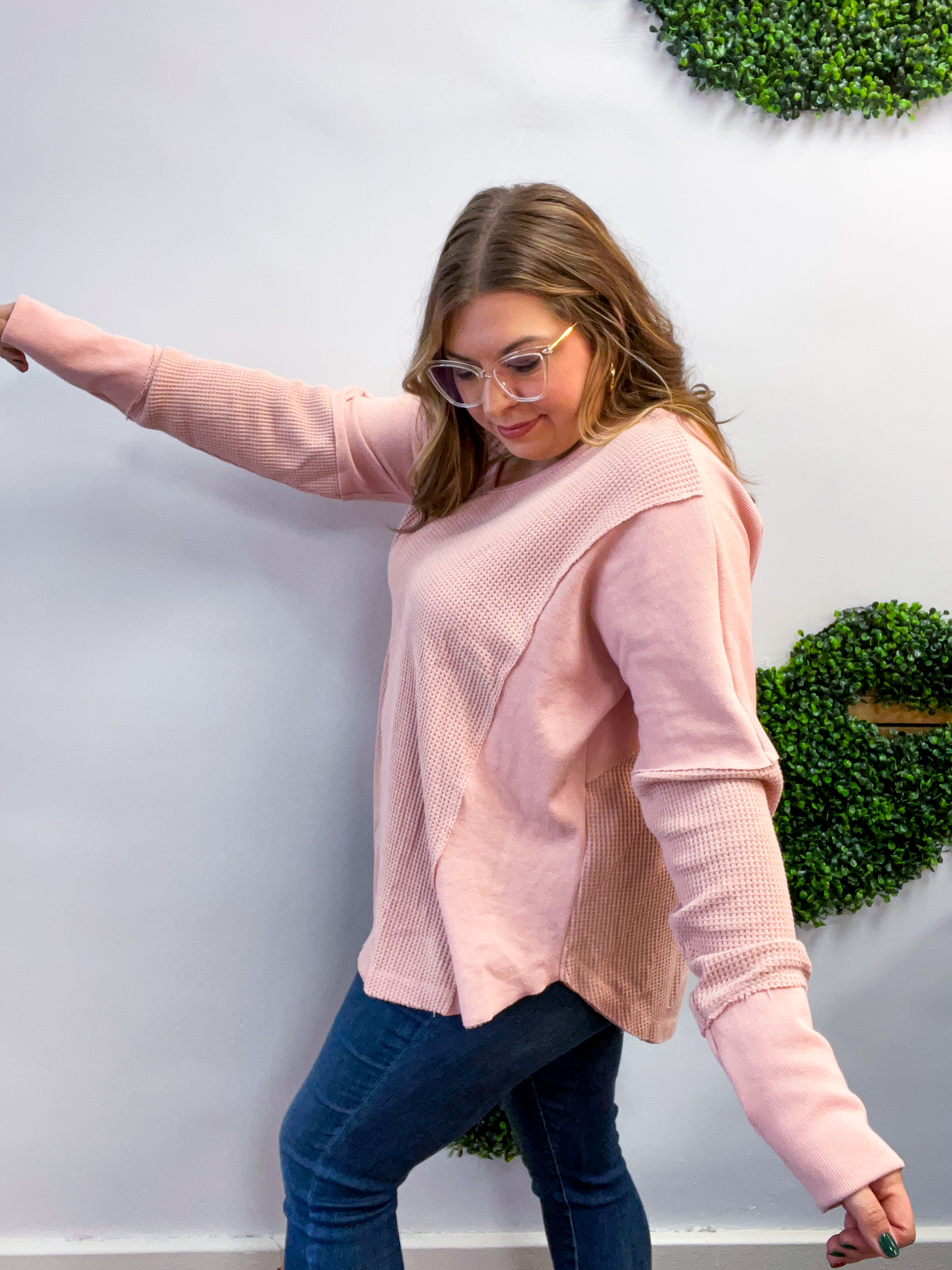 Toasty Textures Waffle Top in Mauve